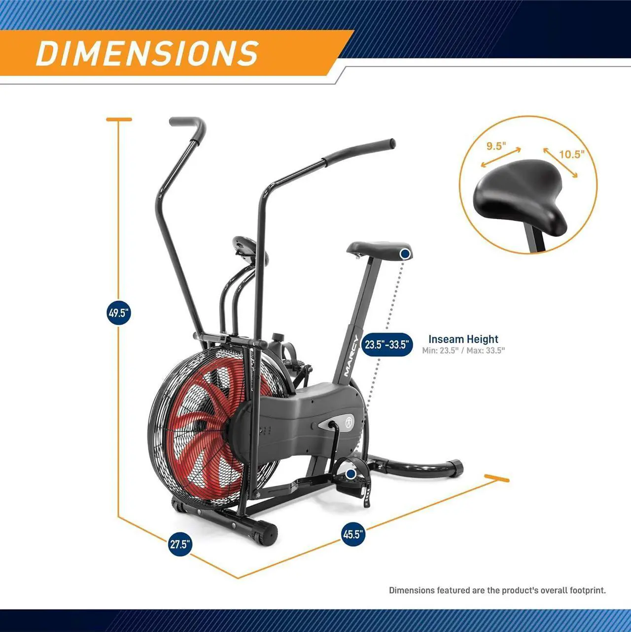 Alt view image 2 of 7 - Marcy Air-Resistance Exercise Fan Bike With Dual Acction Handlebars