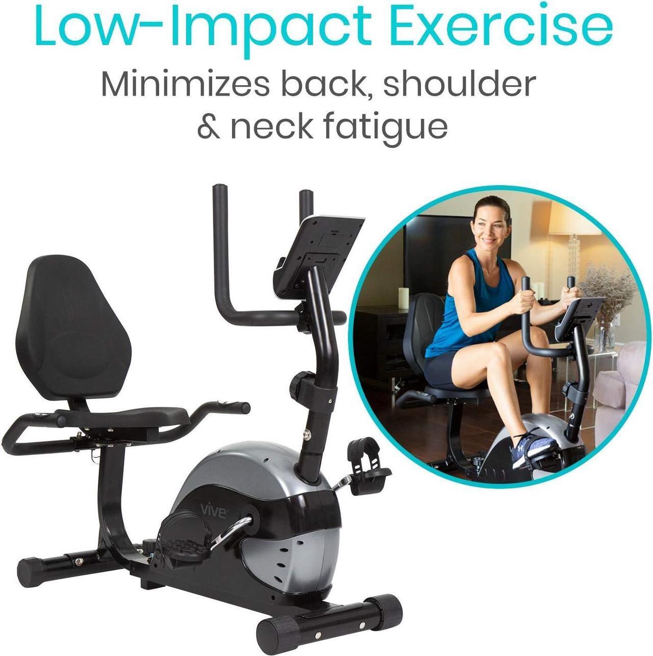 Alt view image 2 of 7 - Vive Recumbent Exercise Bike - Stationary Recumbent Exercise Cycle Device for Seniors, Adults, Men and Women - Indoor Fitness Equipment - at Home Cycling, Adjustable Resistances, Digital Display