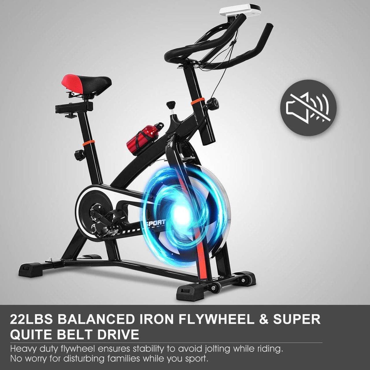 Alt view image 3 of 7 - Goplus Adjustable Exercise Bike, Stationary bike, Indoor Cycle Bike, with Heart Rate Sensors, LCD Display, Professional Exercise Bike for Home and Gym Use