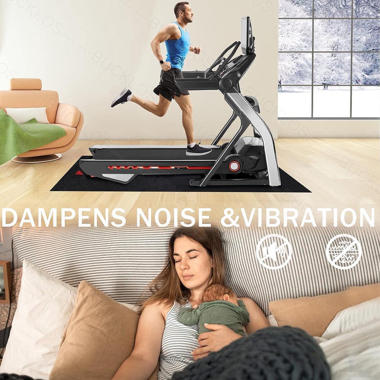 Alt view image 2 of 6 - BUCKLOS Treadmill Mat Compatible with Peloton Bike & Stationary Bike & Recumbent Bike - Upgrade Thickness 6mm Non Slip, for Bike Trainer Protect Hardwood Floor Concrete Carpet Exercise Equipment