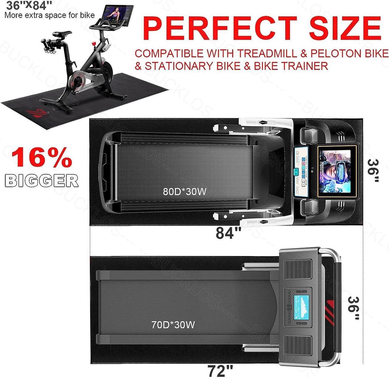 Alt view image 3 of 6 - BUCKLOS Treadmill Mat Compatible with Peloton Bike & Stationary Bike & Recumbent Bike - Upgrade Thickness 6mm Non Slip, for Bike Trainer Protect Hardwood Floor Concrete Carpet Exercise Equipment