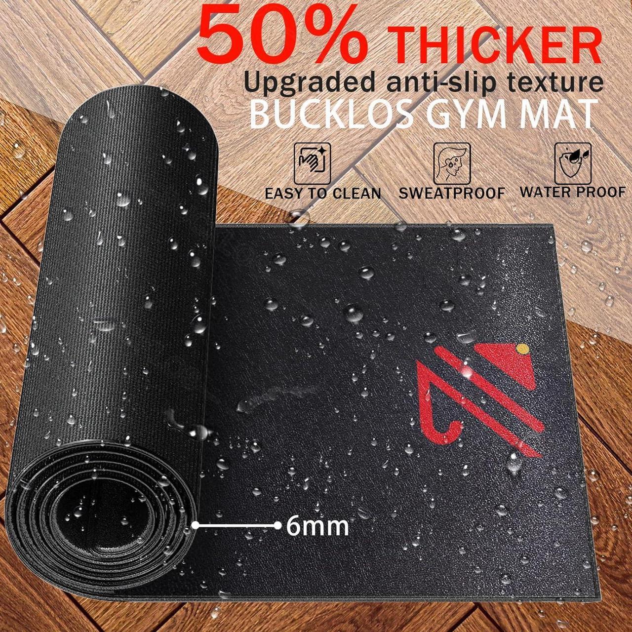 Alt view image 4 of 6 - BUCKLOS Treadmill Mat Compatible with Peloton Bike & Stationary Bike & Recumbent Bike - Upgrade Thickness 6mm Non Slip, for Bike Trainer Protect Hardwood Floor Concrete Carpet Exercise Equipment