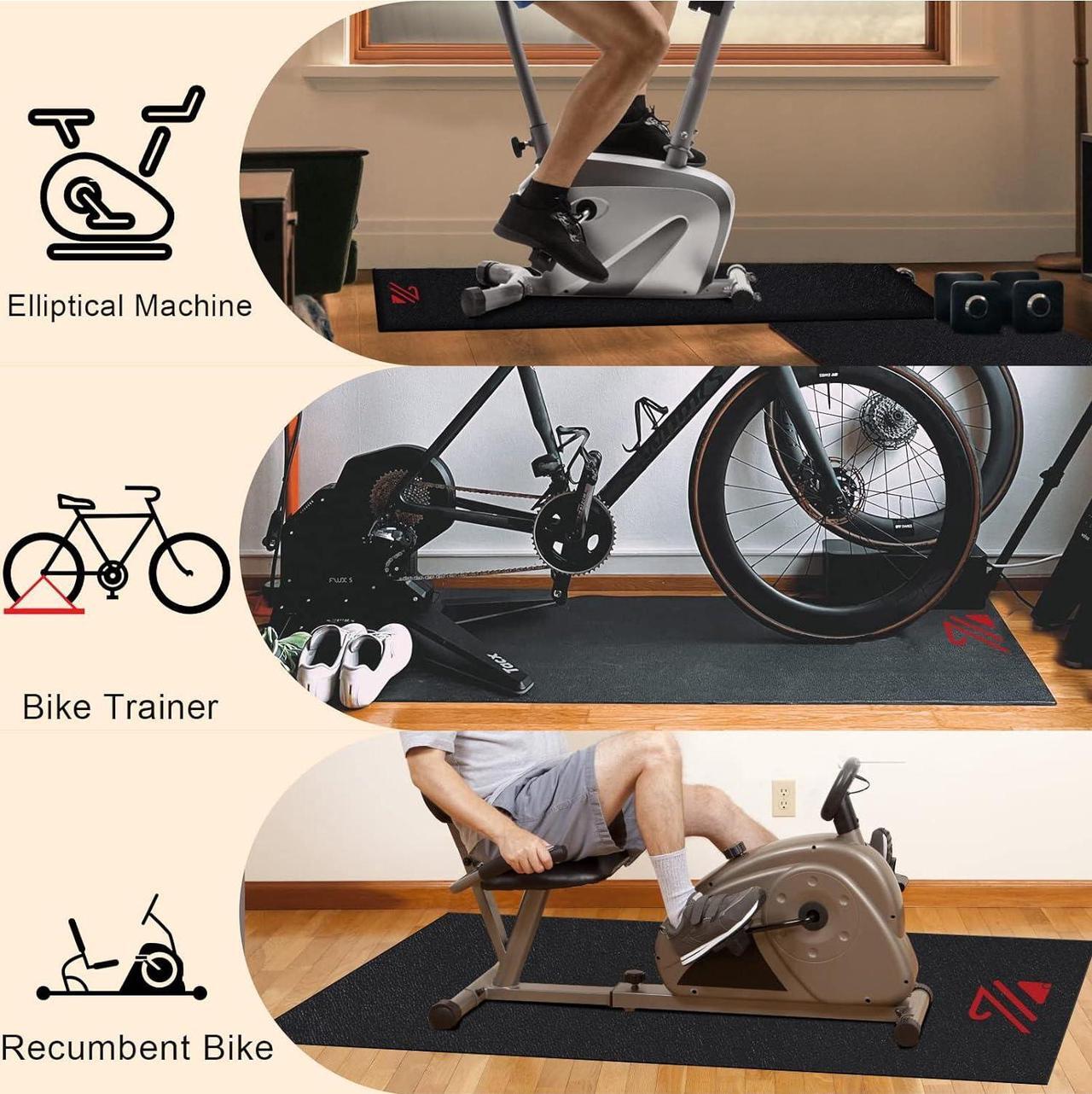 Alt view image 6 of 6 - BUCKLOS Treadmill Mat Compatible with Peloton Bike & Stationary Bike & Recumbent Bike - Upgrade Thickness 6mm Non Slip, for Bike Trainer Protect Hardwood Floor Concrete Carpet Exercise Equipment