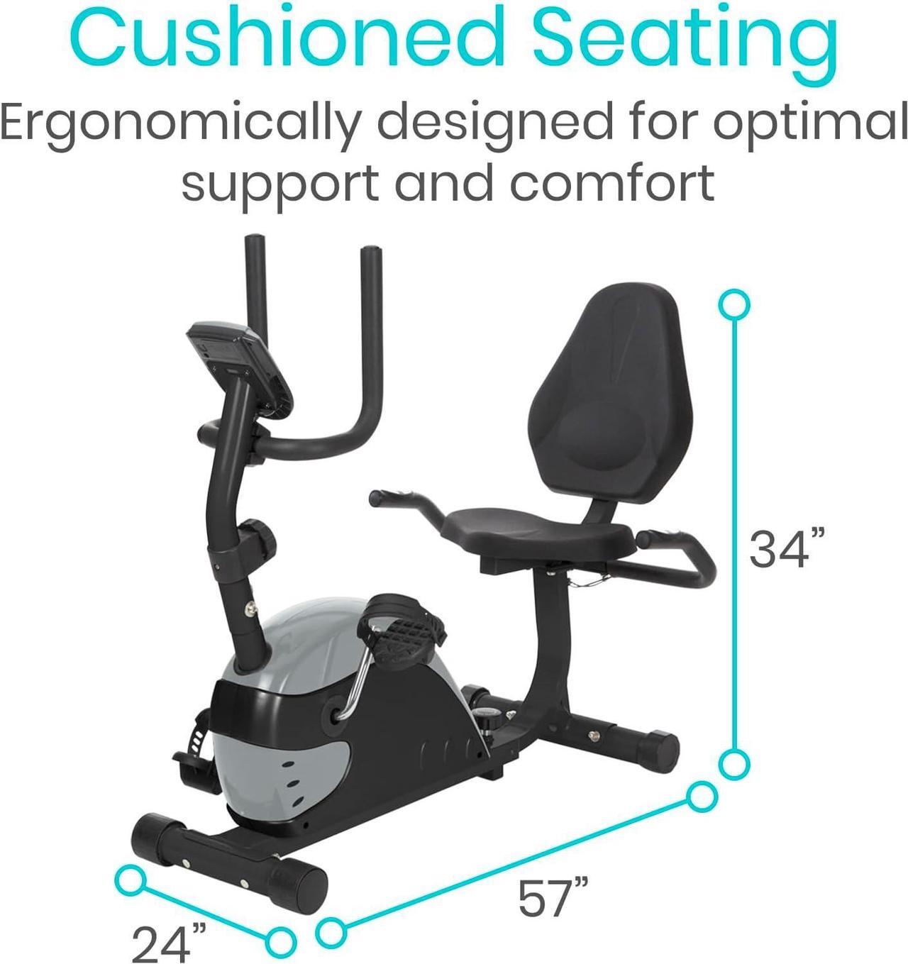 Alt view image 5 of 7 - Vive Recumbent Exercise Bike - Stationary Recumbent Exercise Cycle Device for Seniors, Adults, Men and Women - Indoor Fitness Equipment - at Home Cycling, Adjustable Resistances, Digital Display