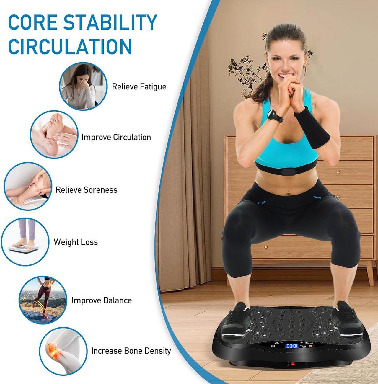 Alt view image 4 of 7 - Vibration Plate Exercise Machine with Remote Control, Vibration Platform, Whole Body Workout Machine, Fitness Machine, Foots Massage, Pain Relief, Home Office(No Resistance Bands)
