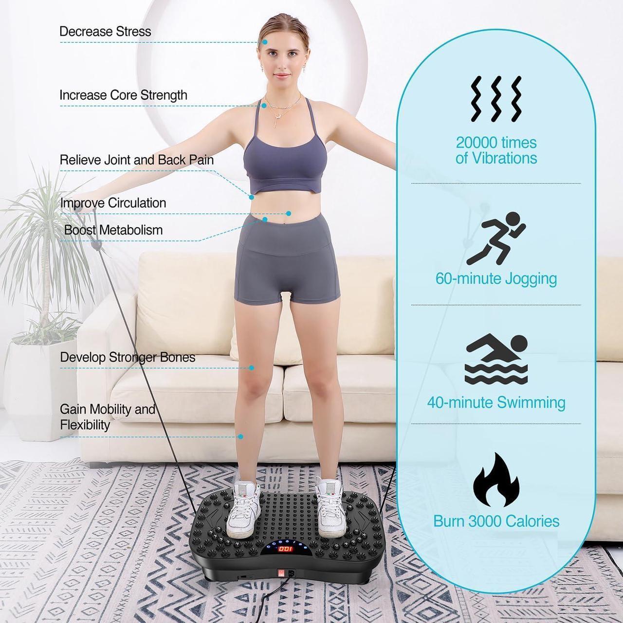 Alt view image 7 of 7 - AXV Vibration Plate Exercise Machine Whole Body Workout Portable Mini Vibrate Fitness Platform Lymphatic Drainage Machine for Weight Loss Shaping Toning Wellness Home Gyms Workout (Mini)