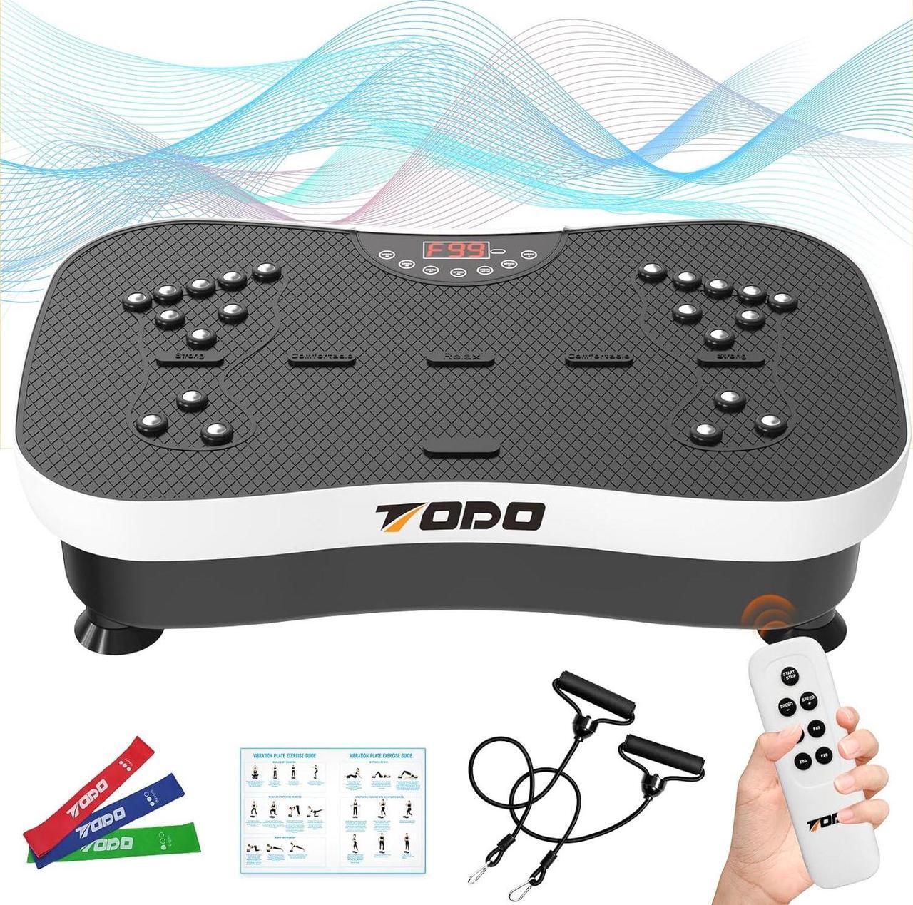 Main image of TODO Vibration Plate Exercise Machine Whole Body Vibration Machine with Remote Control for Pain Relief, Lymphatic Drainage, Weight Loss(3 Resistance Loops/Resistance Bands)