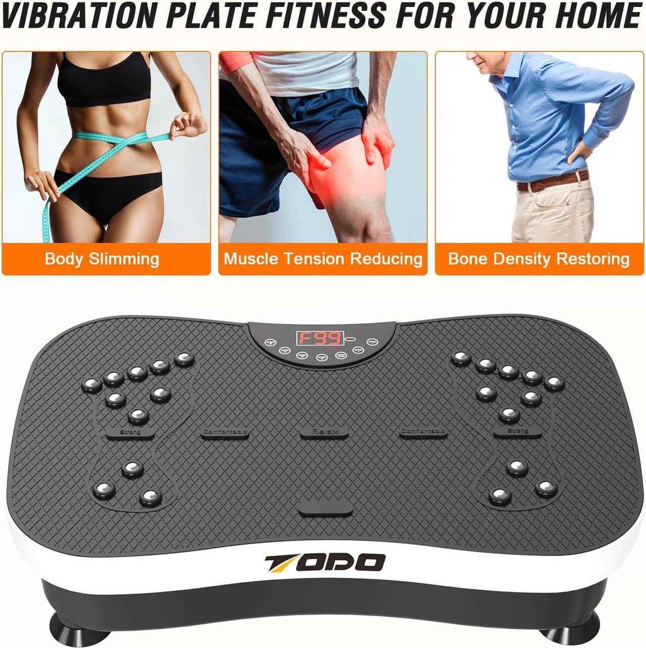 Alt view image 2 of 7 - TODO Vibration Plate Exercise Machine Whole Body Vibration Machine with Remote Control for Pain Relief, Lymphatic Drainage, Weight Loss(3 Resistance Loops/Resistance Bands)