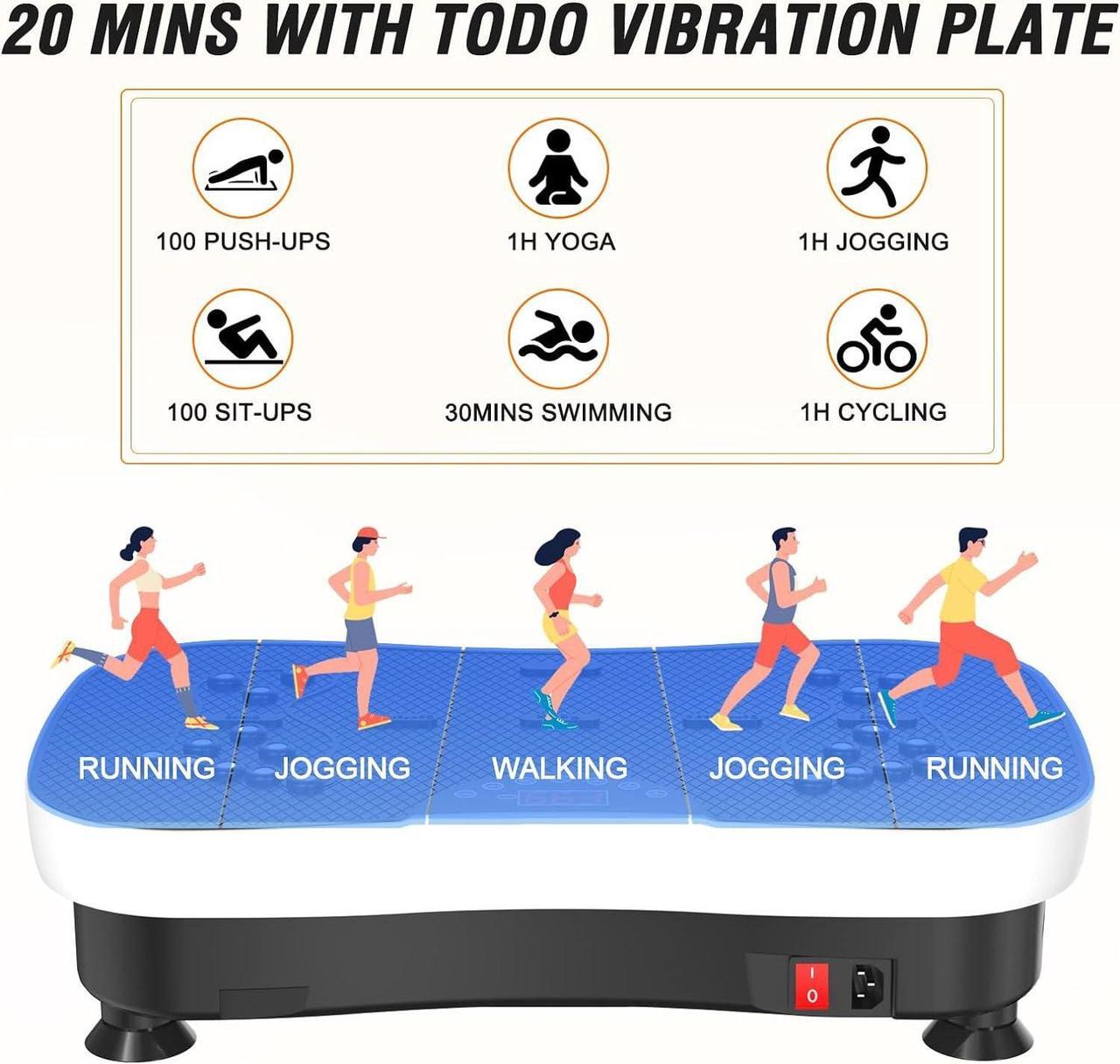 Alt view image 4 of 7 - TODO Vibration Plate Exercise Machine Whole Body Vibration Machine with Remote Control for Pain Relief, Lymphatic Drainage, Weight Loss(3 Resistance Loops/Resistance Bands)