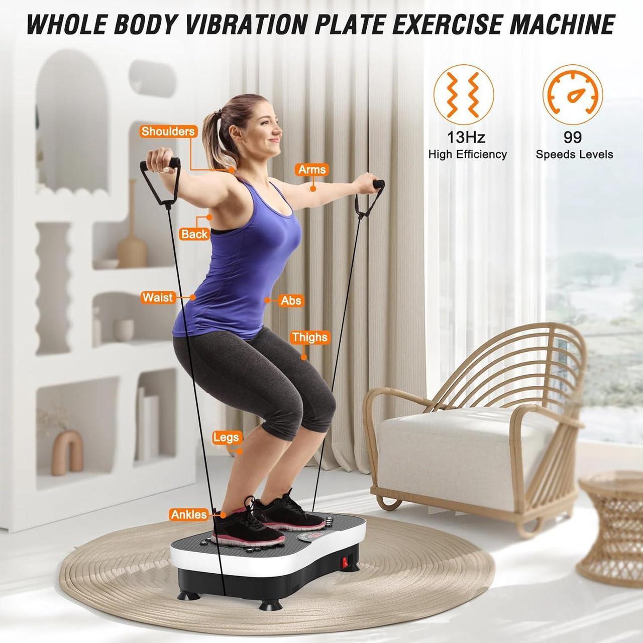 Alt view image 5 of 7 - TODO Vibration Plate Exercise Machine Whole Body Vibration Machine with Remote Control for Pain Relief, Lymphatic Drainage, Weight Loss(3 Resistance Loops/Resistance Bands)
