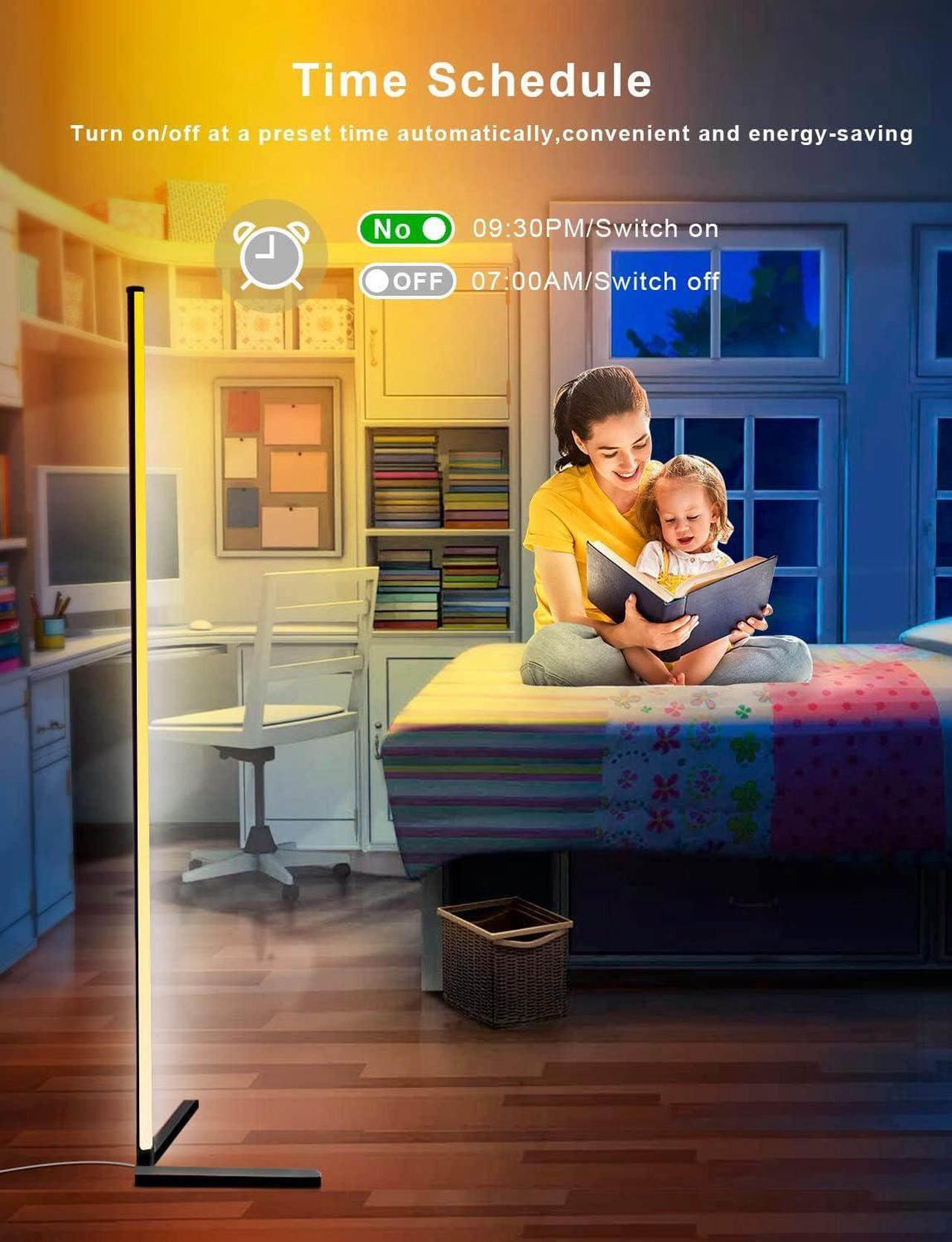 Alt view image 5 of 7 - Corner Floor Lamp,65 Color Changing LED Floor Lamp with Music Sync,Modern Mood Lighting Corner Lamp with Remote & App Control, Creative DIY Mode & Timing,RGB Floor Lamp for Living Room Gaming Room