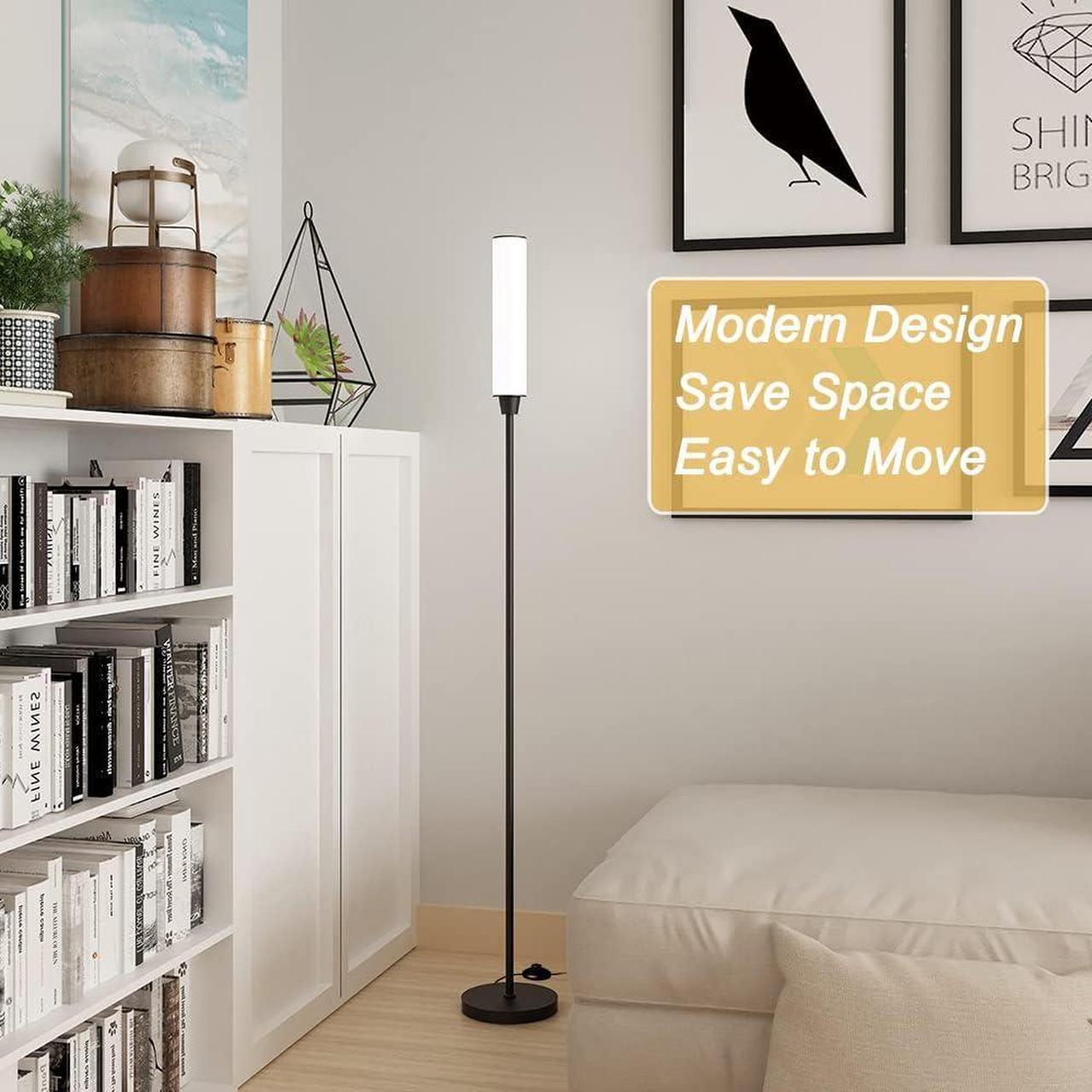 Alt view image 5 of 7 - Floor Lamp with Remote Control,Bright Floor Lamps for Living Room/Bedroom/Office, Stepless Adjustable 3000K-6000K Colors and 10-100% Brightness,Standing Light with Foot Switch (Black)