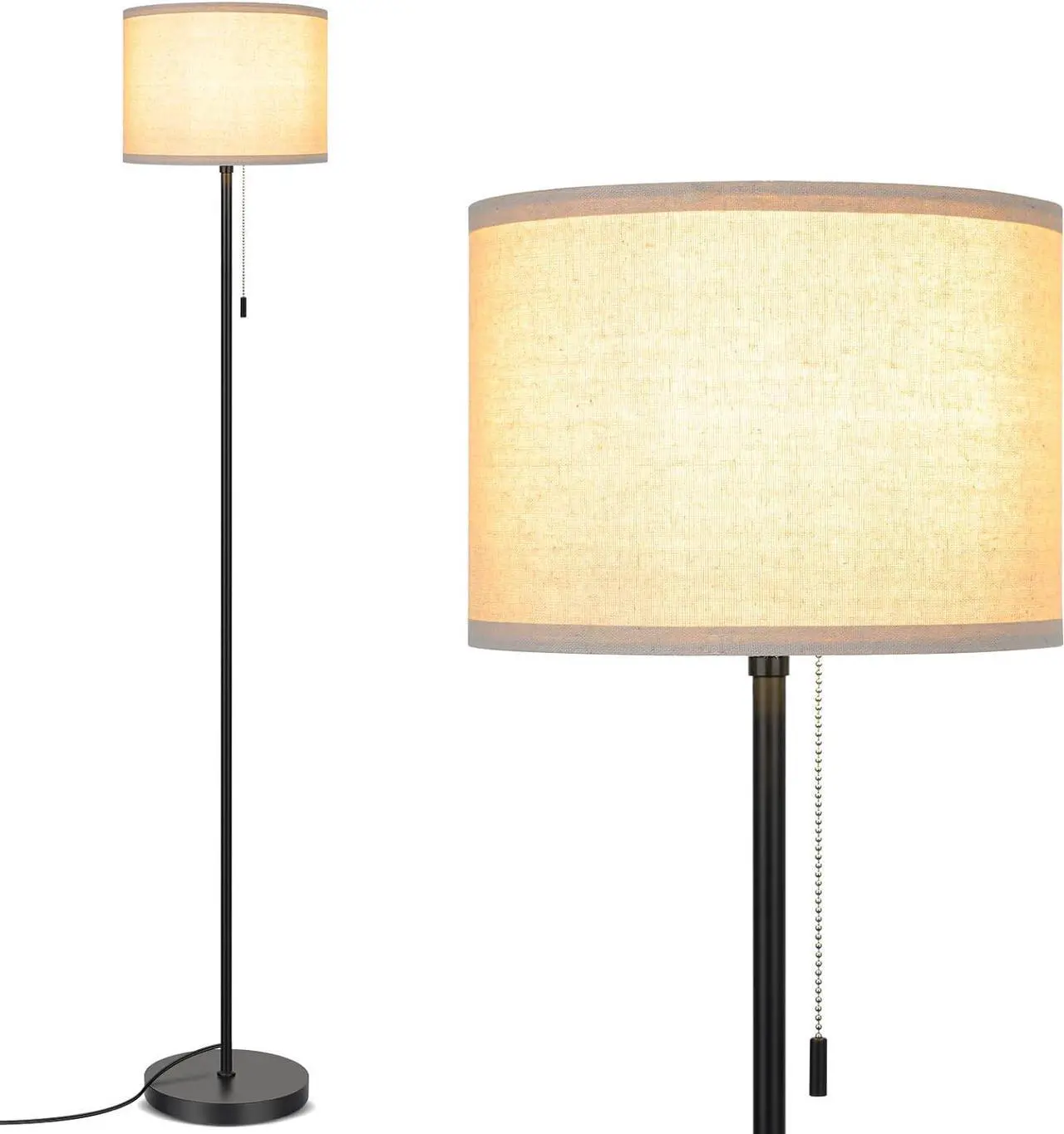 Main image of FOLKSMATE Floor Lamp for Living Room, LED Modern Simple Standing Lamps, Tall Lamp for Bedroom, Kid, Office, Reading Room Black Pole Light Without Bulb