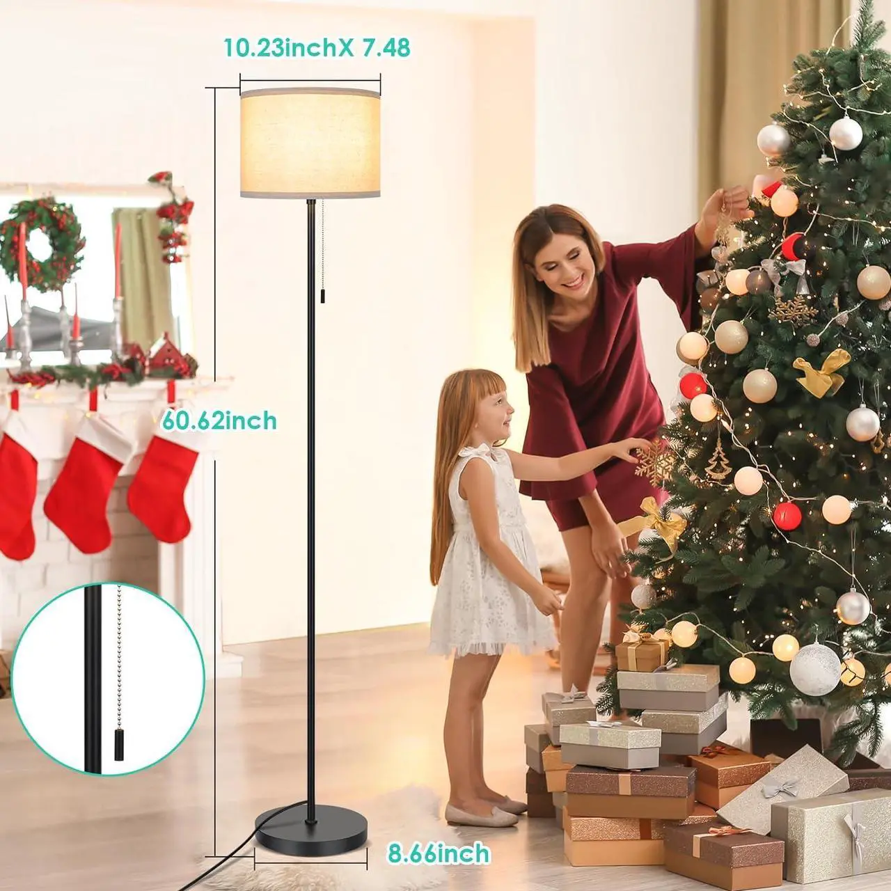 Alt view image 6 of 7 - FOLKSMATE Floor Lamp for Living Room, LED Modern Simple Standing Lamps, Tall Lamp for Bedroom, Kid, Office, Reading Room Black Pole Light Without Bulb