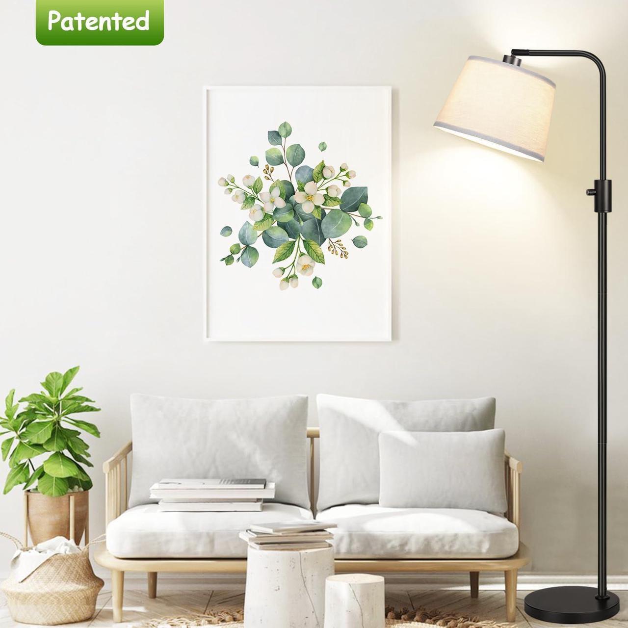 Alt view image 7 of 7 - Upgraded Dimmable Floor Lamp, 1000 Lumens LED Edison Bulb Included, Arc Floor Lamps for Living Room Modern Standing Lamp with Linen Shade, Tall Lamp for Bedroom Office Dining Room- Black