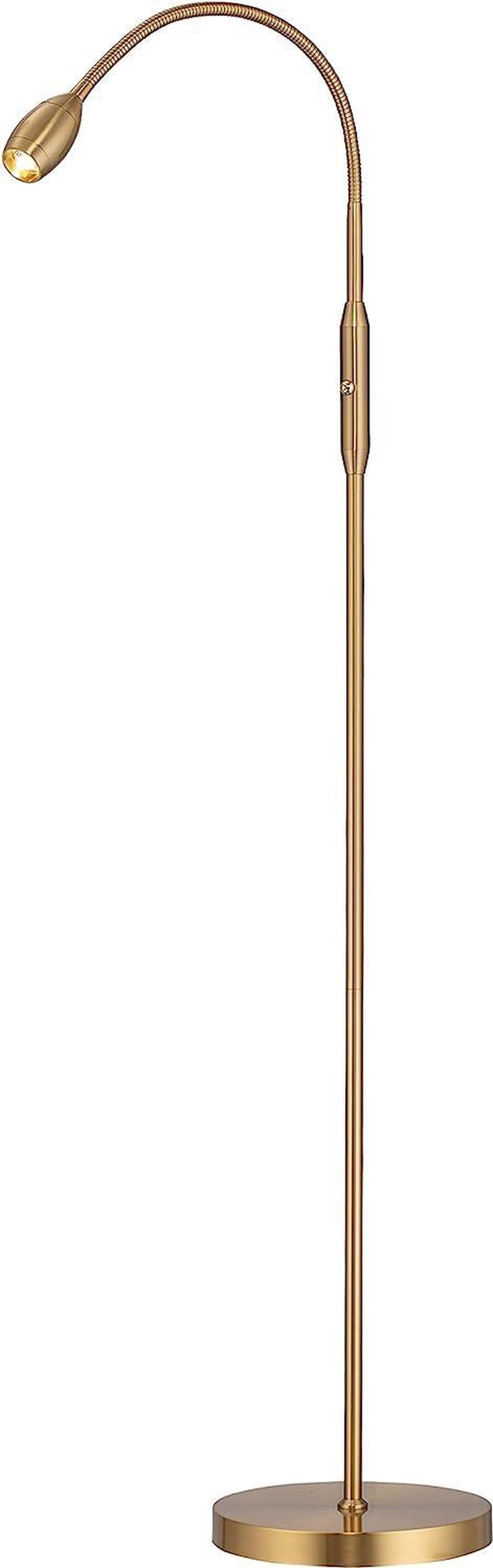 Main image of OBright Ray  Adjustable LED Beam Floor Lamp, Dimmable and Zoomable Spotlight, Flexible Gooseneck, Reading/Crafting Standing Lamp, Work Table Light, Antique Brass