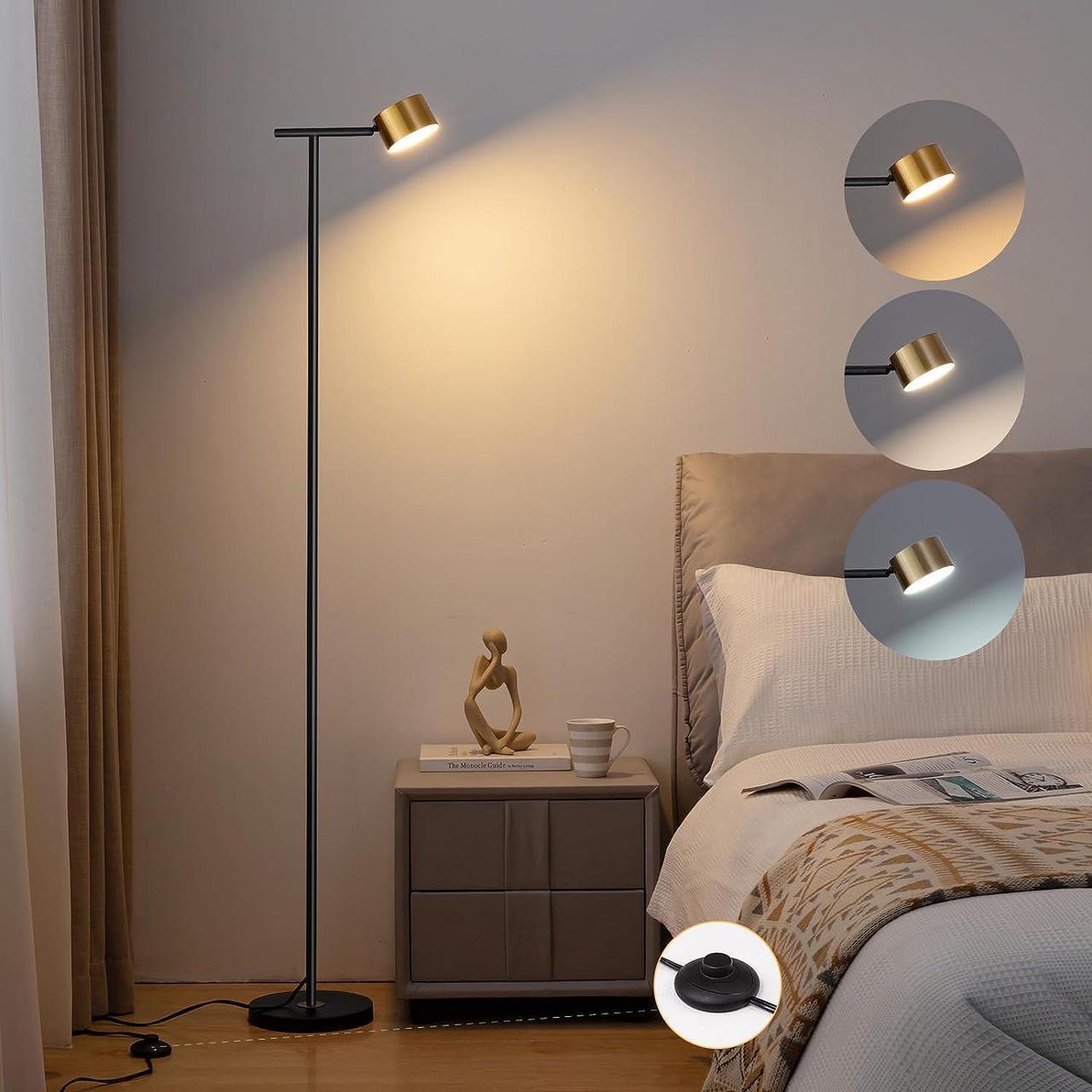 Main image of Floor Lamps for Living Room, 3 Color Temperatures Floor Reading Lamp with Flexible Head,Modern Tall Floor Lamp for Bedroom,Standing Lamp for Office Working,Black