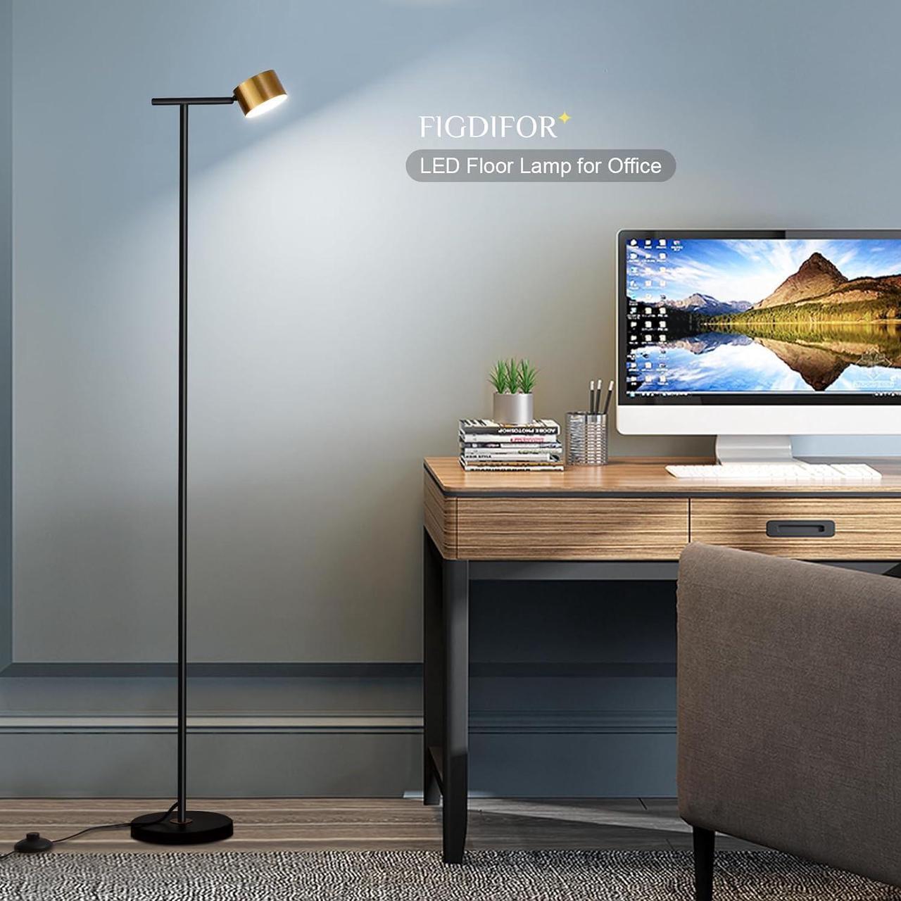 Alt view image 6 of 6 - Floor Lamps for Living Room, 3 Color Temperatures Floor Reading Lamp with Flexible Head,Modern Tall Floor Lamp for Bedroom,Standing Lamp for Office Working,Black