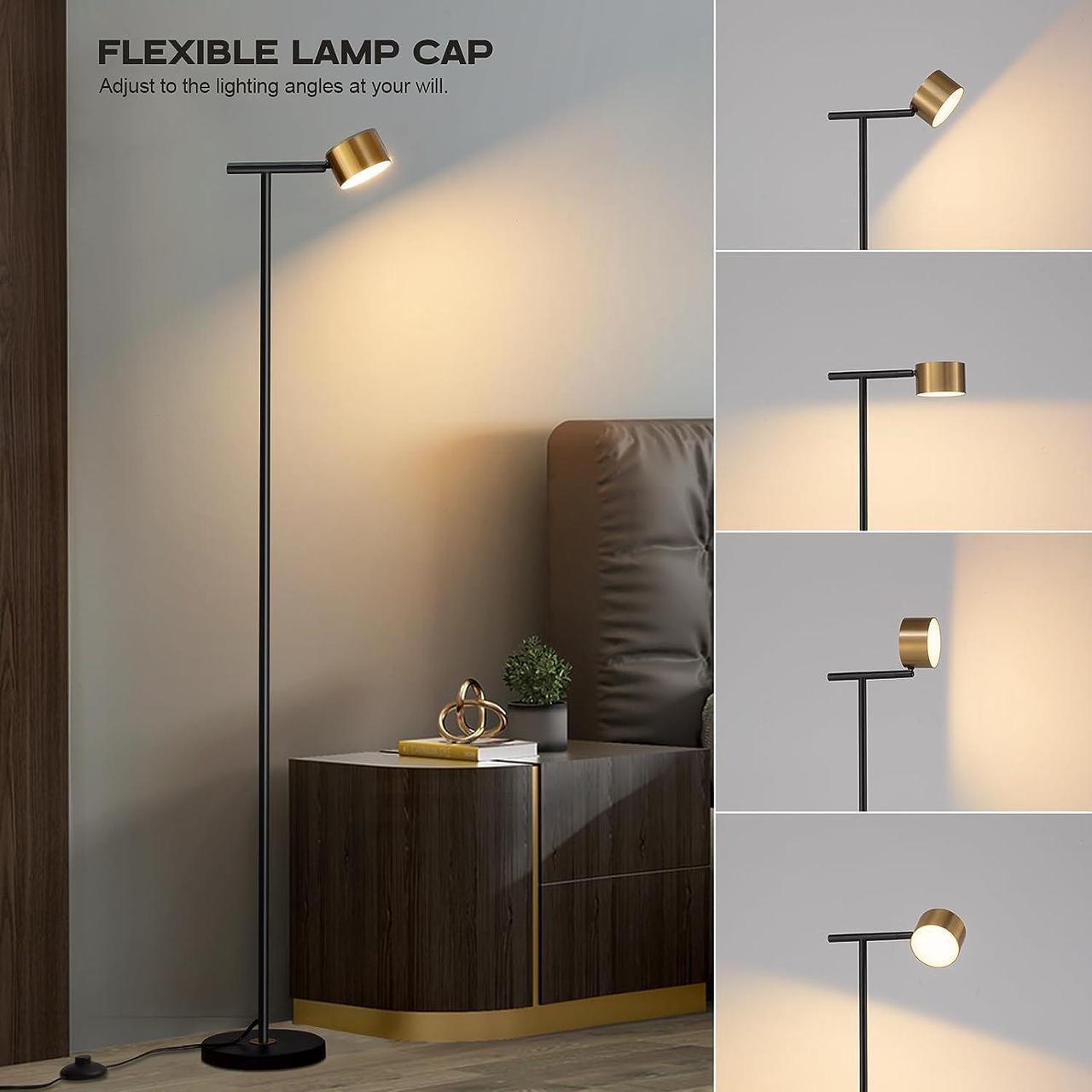 Alt view image 2 of 6 - Floor Lamps for Living Room, 3 Color Temperatures Floor Reading Lamp with Flexible Head,Modern Tall Floor Lamp for Bedroom,Standing Lamp for Office Working,Black