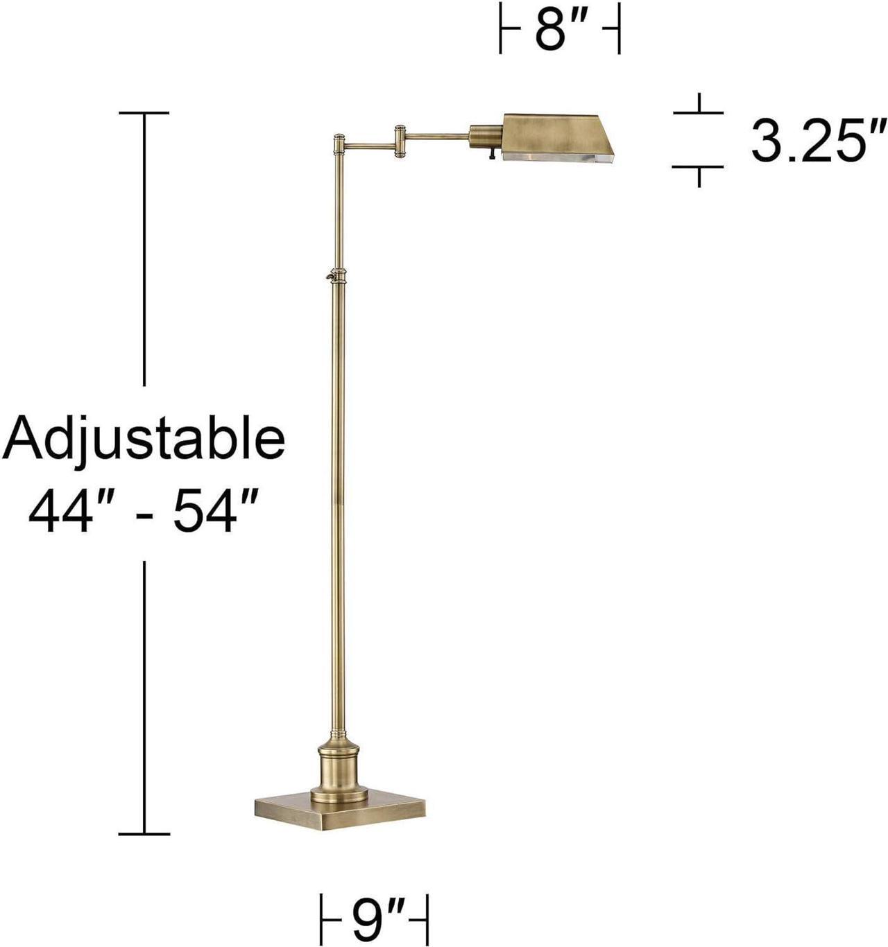 Alt view image 4 of 7 - Regency Hill Jenson Traditional Metal Adjustable Pharmacy Floor Lamp Swing Arm 54" Tall Aged Brass Metal Shade Standing Pole Light for Living Room Reading House Bedroom Home Office