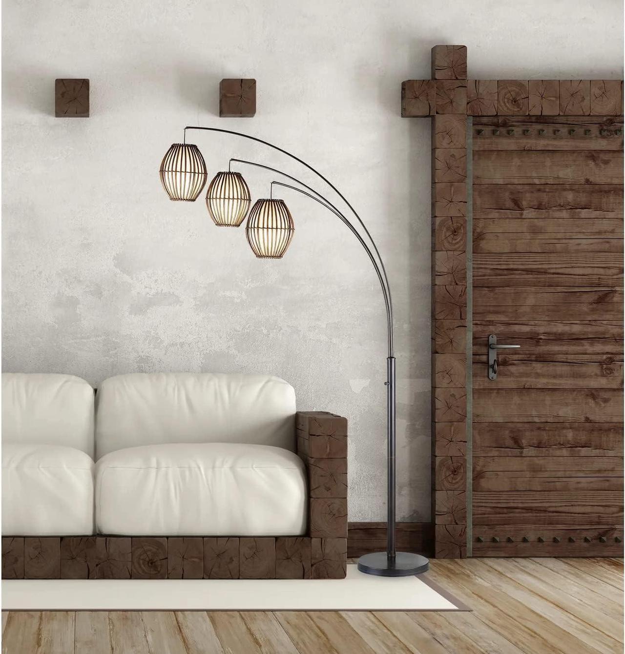 Alt view image 2 of 7 - Adesso 4026-26 Maui Arc Lamp, 82 in., 3x60W Incandescent,13 CFL, Antique Bronze, 1 Floor Lamp