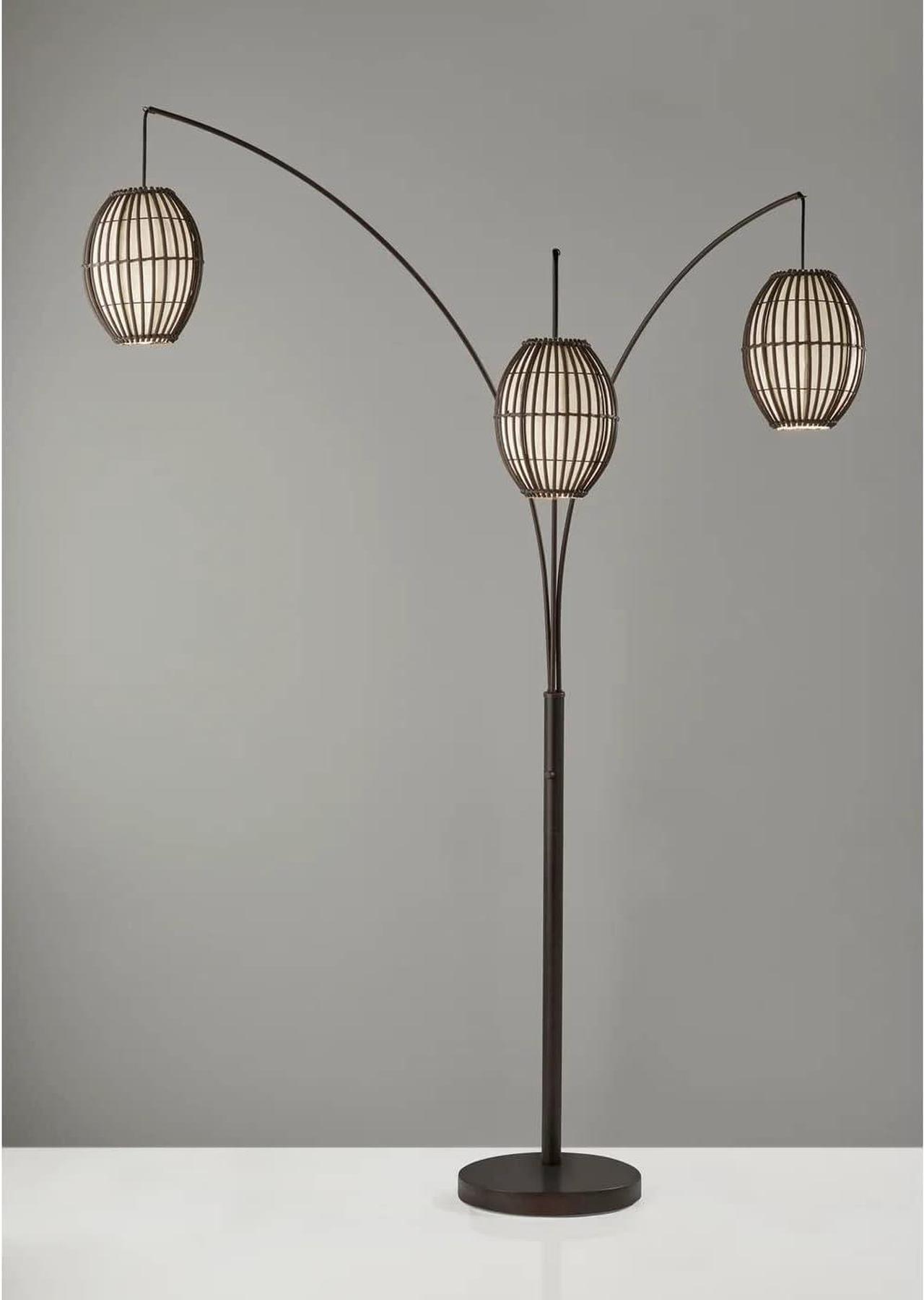 Alt view image 5 of 7 - Adesso 4026-26 Maui Arc Lamp, 82 in., 3x60W Incandescent,13 CFL, Antique Bronze, 1 Floor Lamp