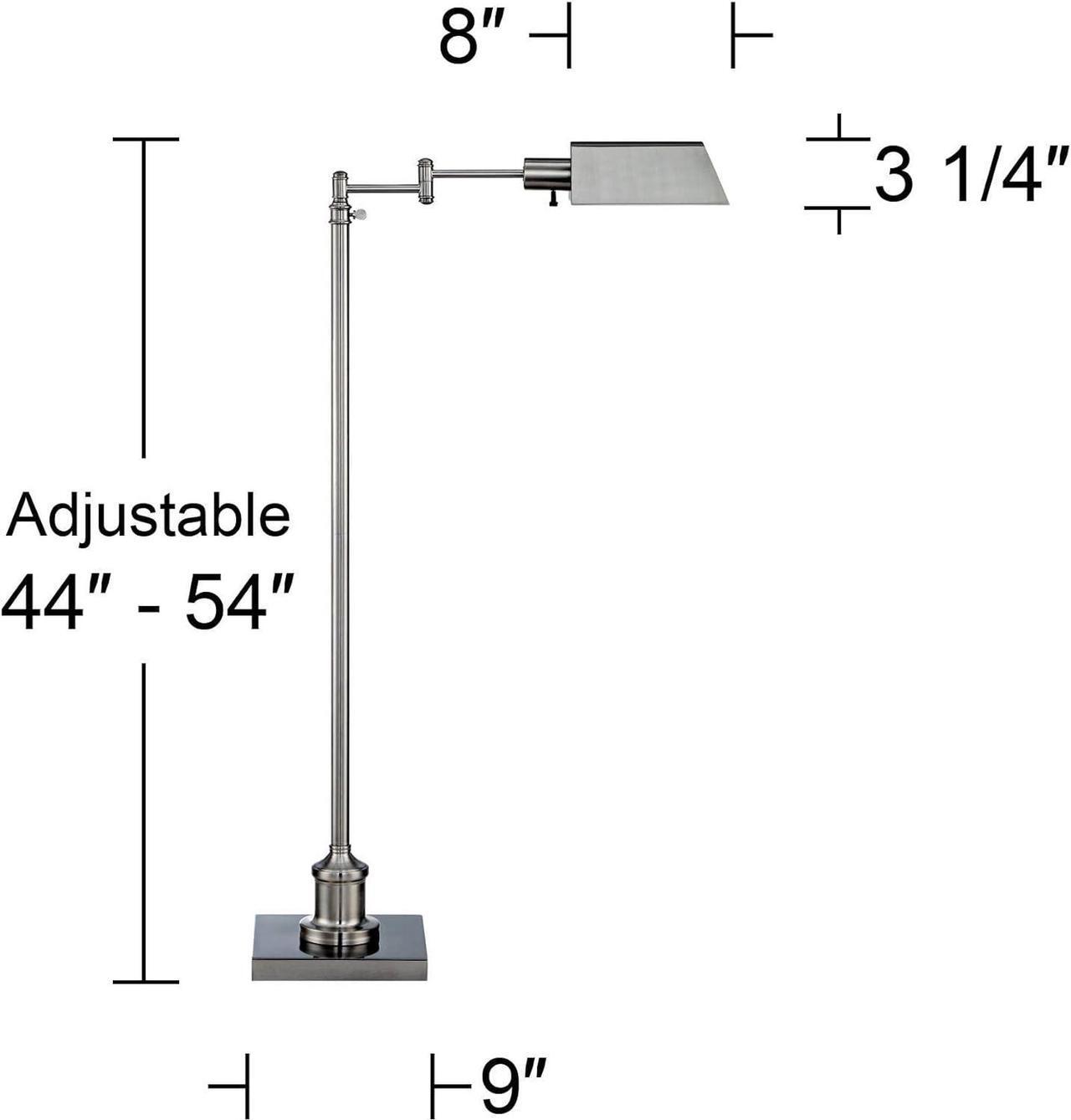 Alt view image 4 of 7 - Regency Hill Jenson Traditional Adjustable Pharmacy Light Floor Lamp Swing Arm Standing Base 54" Tall Brushed Nickel Silver Metal for Living Room Reading House Bedroom Home Office