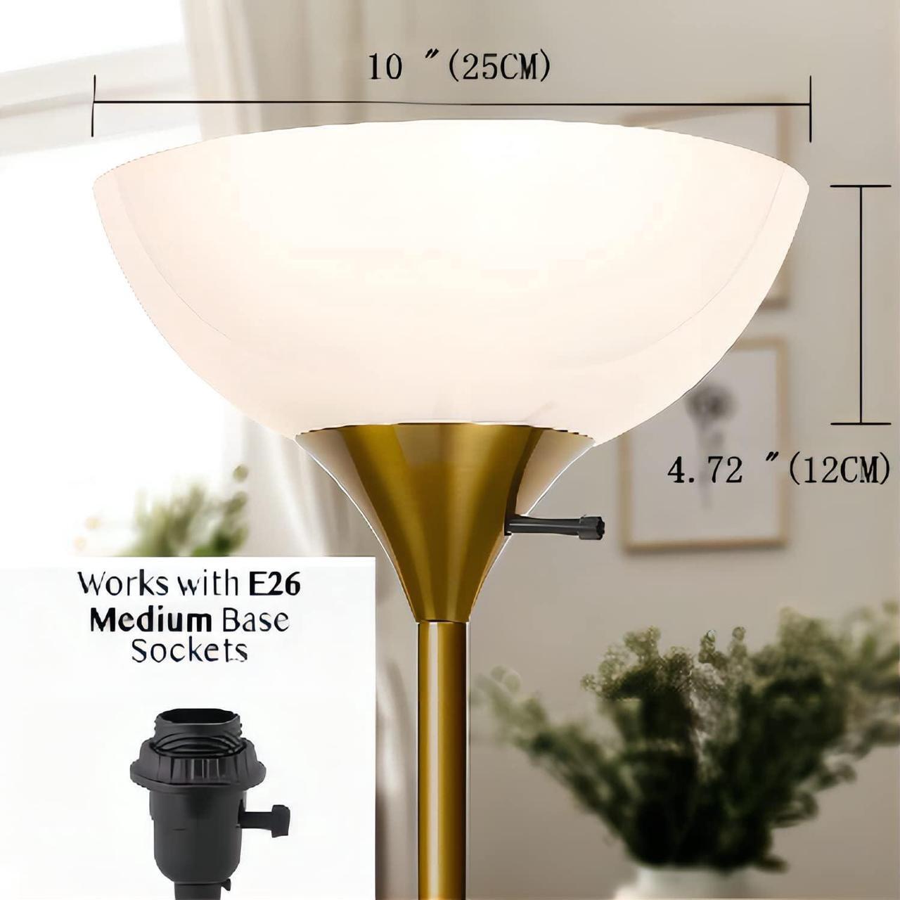 Alt view image 2 of 3 - Floor Lamp Shade 2 Pack Torchiere Lamp Shades Replacement, 10 inch Diameter, 1.65 inch Fitter, Plastic Bowl White Lamp Shades for Floor Lamps Upright