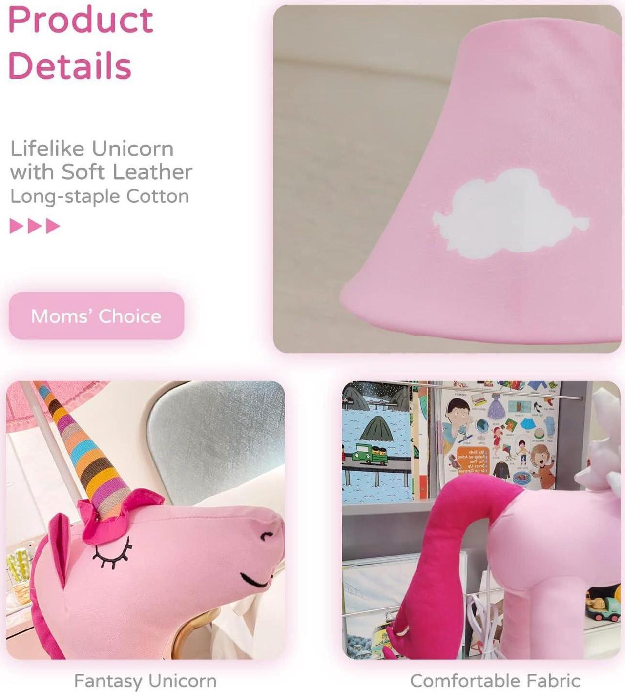 Alt view image 4 of 7 - Floor Lamp, Pink Unicorn Design 51inch Tall Standing Lamp for Girls Bedroom, Hand-Stitched Toy Lamp Decorate Living Room, with an E26 LED Bulb