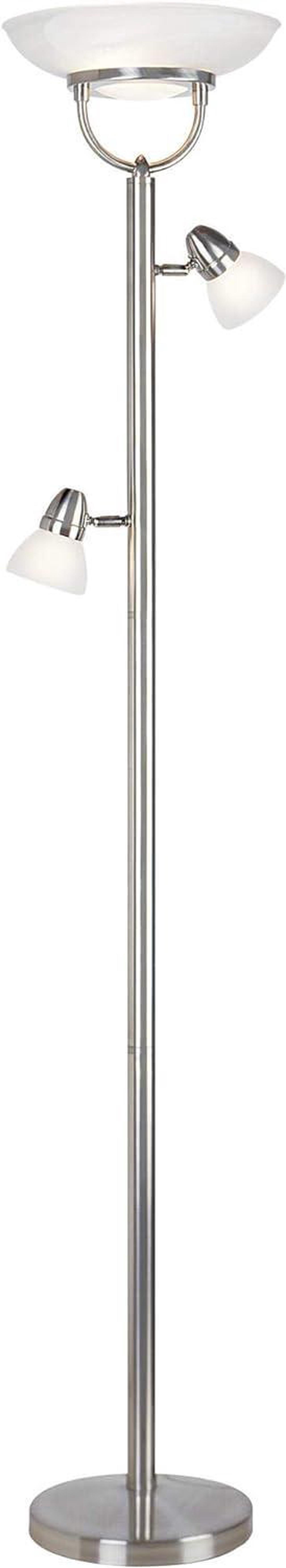 Alt view image 2 of 4 - 360 Lighting 3-in-1 Design Modern Torchiere Floor Lamp Dimmable Tree 3-Light 70" Tall Brushed Nickel Pole White Glass Shades for Living Room Reading House Bedroom Home Office