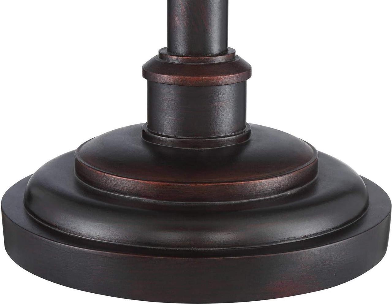 Alt view image 7 of 7 - Barnes and Ivy Henson Rustic Industrial Farmhouse Standing Floor Lamp with Night Light Glass 63" Tall Bronze Earthy Fabric Drum Shade Decor for Living Room Reading House Bedroom Home