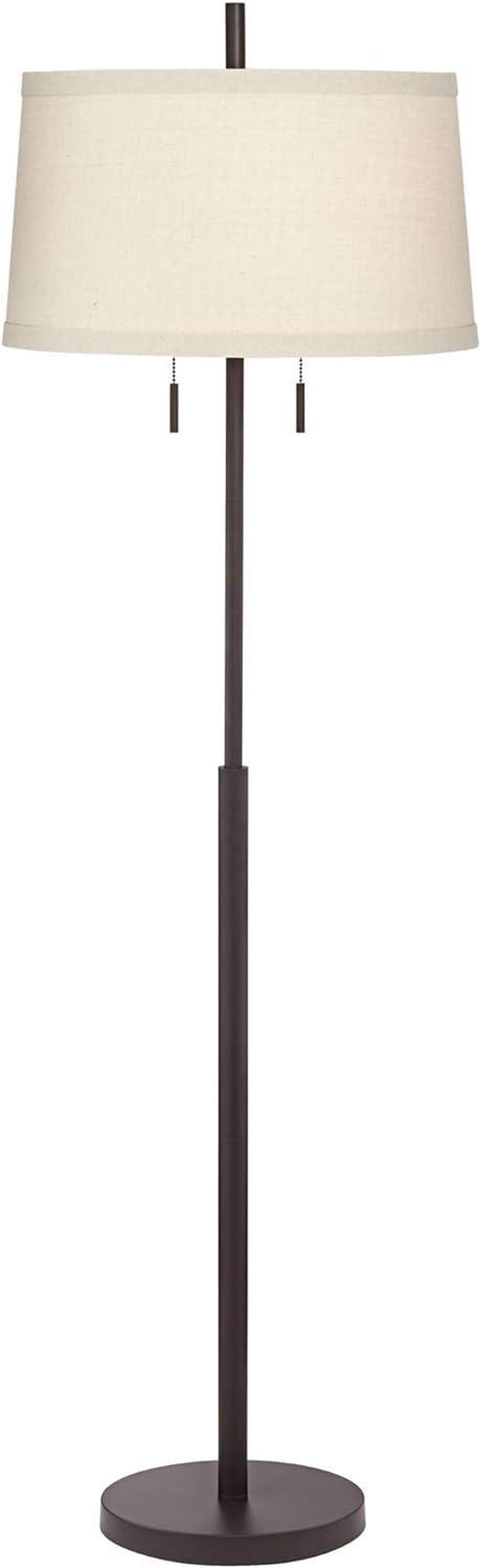 Alt view image 2 of 7 - Possini Euro Design Nayla Modern Floor Lamp Standing 62.5" Tall Bronze Steel Slender Column Off White Fabric Tapered Drum Shade Decor for Living Room Reading House Bedroom Home