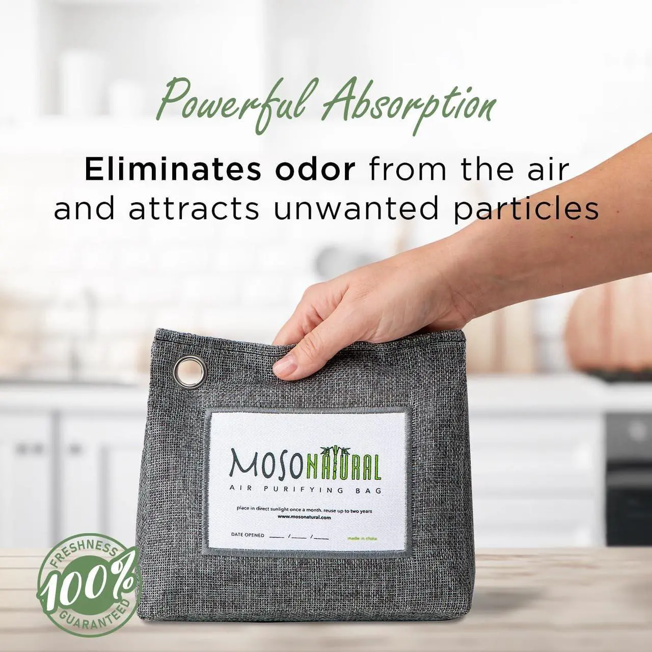 Alt view image 2 of 7 - Moso Natural Air Purifying Bag 600g (5 Pack). A Scent Free Odor Eliminator for Kitchens, Bedrooms, Living Rooms, Pet Areas. Premium Moso Bamboo Charcoal Odor Absorber. Freestanding Design.