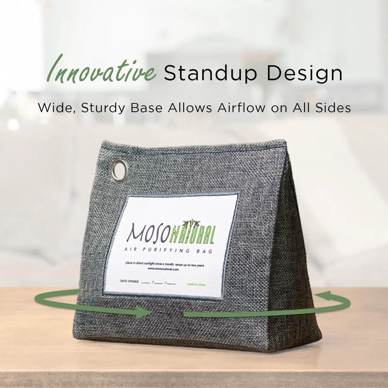Alt view image 4 of 7 - Moso Natural Air Purifying Bag 600g (5 Pack). A Scent Free Odor Eliminator for Kitchens, Bedrooms, Living Rooms, Pet Areas. Premium Moso Bamboo Charcoal Odor Absorber. Freestanding Design.
