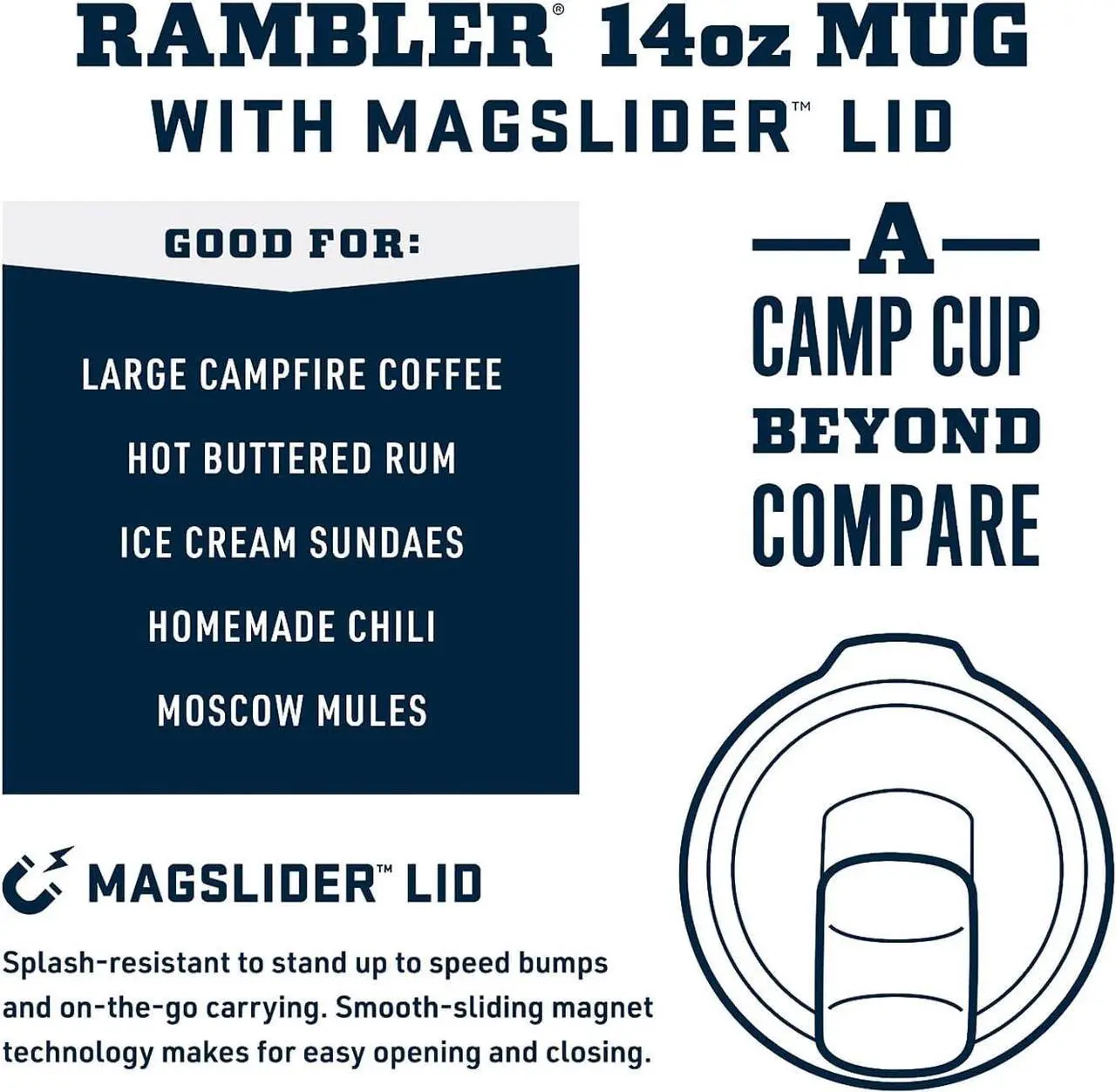 Alt view image 3 of 7 - YETI Rambler 14 oz Stackable Mug, Vacuum Insulated, Stainless Steel with MagSlider Lid