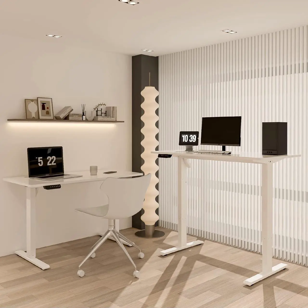 Alt view image 4 of 7 - Win Up Time Standing Desk Adjustable Height- Whole Piece Desktop Stand Up Desk, Electric Standing Desk, Sit to Stand Desk for Home Office Computer Desk, White