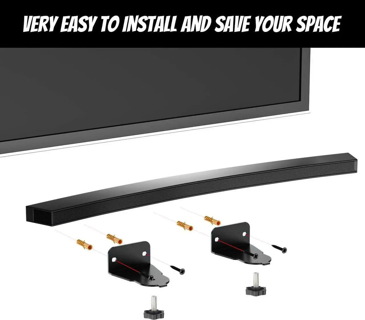 Alt view image 5 of 6 - Wall Mount for Samsung Curved Soundbar HW-J4000 HW-J6000 HW-J6500 HW-JM4000C HW-M4500 HW-J6001 HW-JM4000 HW-JM6000 HW-JM6500 HW-J6000R HW-M4510/ZF HW-M4501XU HW-M4501ZF Sound bar Mounting Bracket Kit