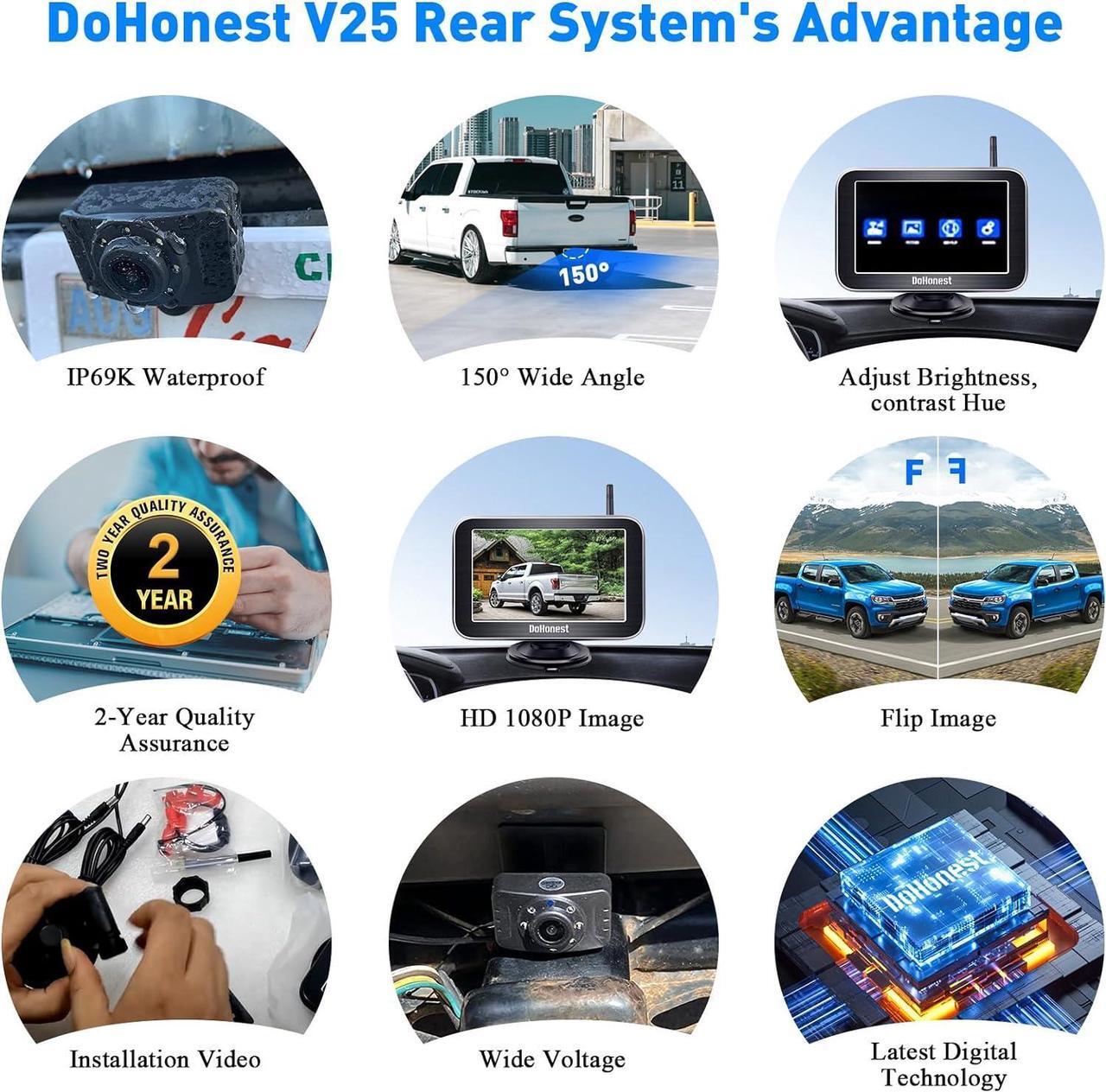 Alt view image 5 of 7 - Wireless Backup Camera Trucks: Easy Setup Stable Signal HD 1080P Car RV Bluetooth Rear View Camera 5 Inch Split Screen Monitor for Pickup Camper SUV Color Night Vision Waterproof -V25