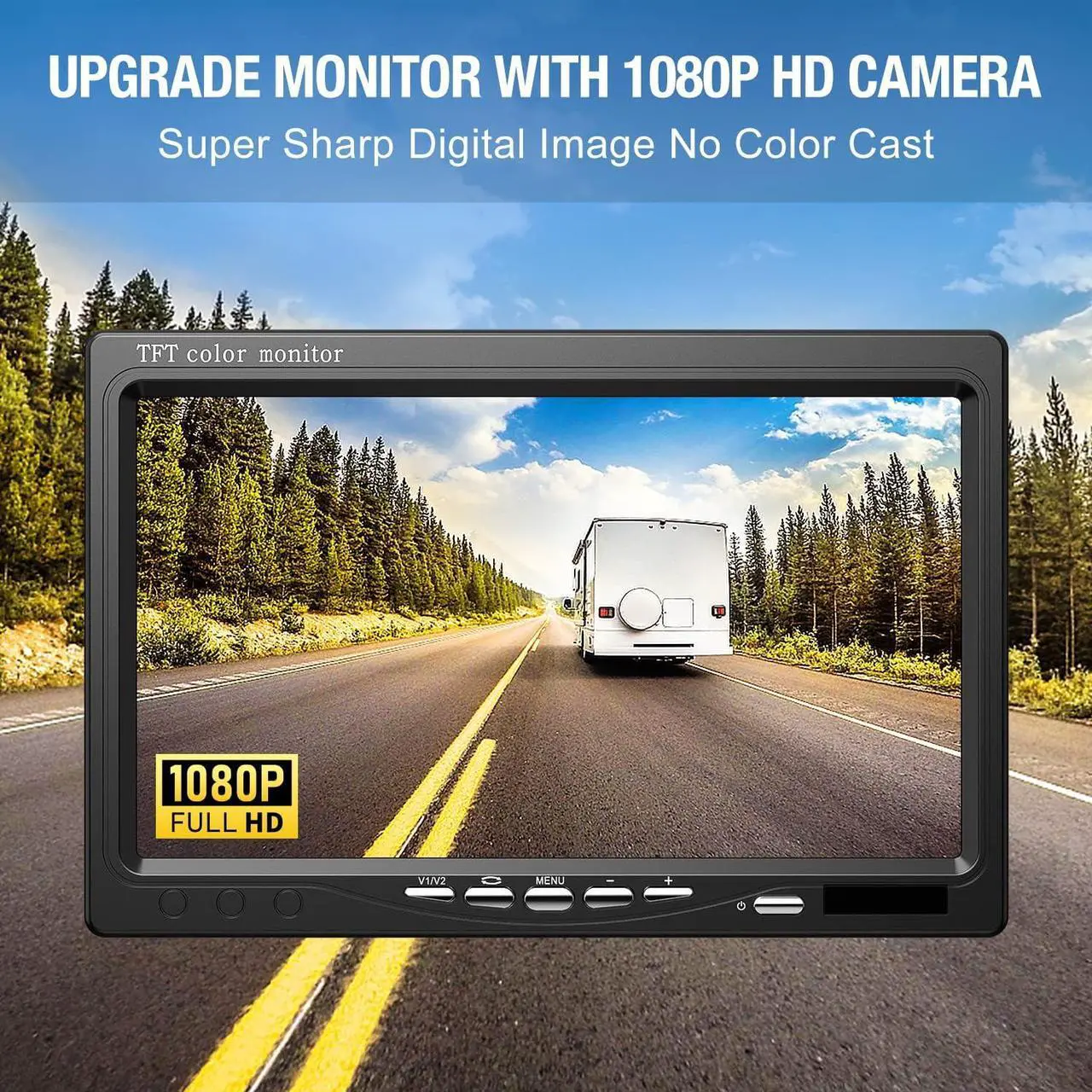 Alt view image 3 of 7 - Upgrade Backup Camera Monitor Kit 7" HD 1080P Monitor IP69 Waterproof Rearview Reversing Rear View Camera for Truck Trailer RV Pickup (TZ101)