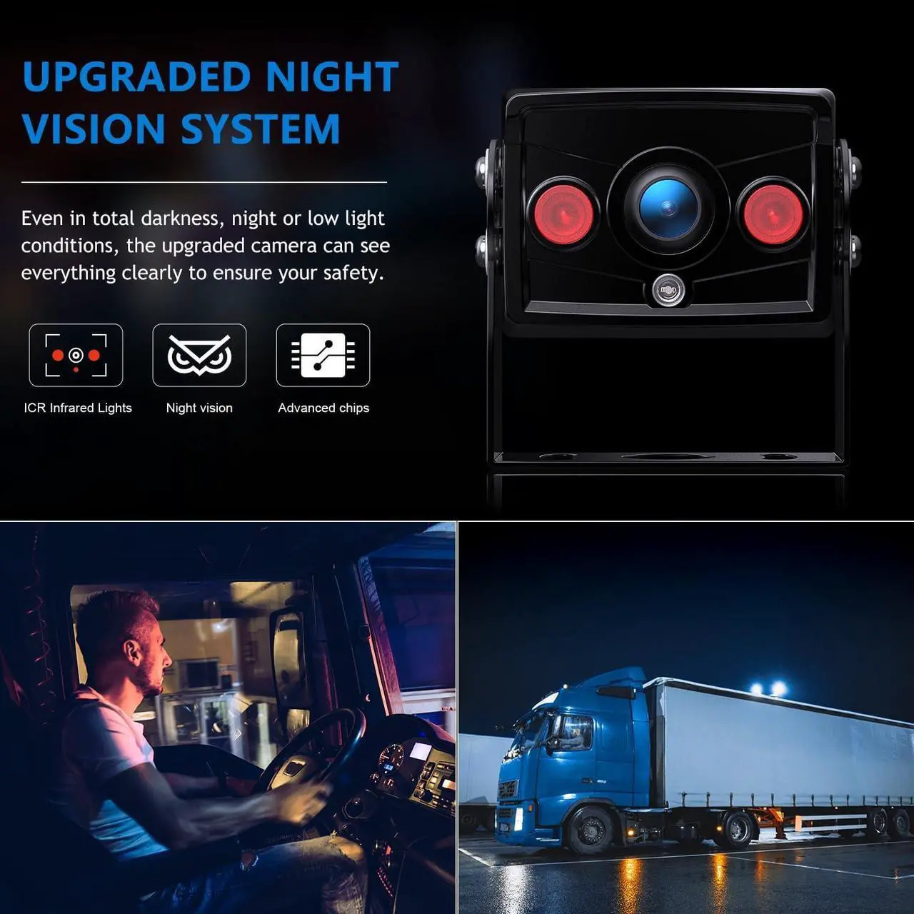 Alt view image 4 of 7 - Upgrade Backup Camera Monitor Kit 7" HD 1080P Monitor IP69 Waterproof Rearview Reversing Rear View Camera for Truck Trailer RV Pickup (TZ101)