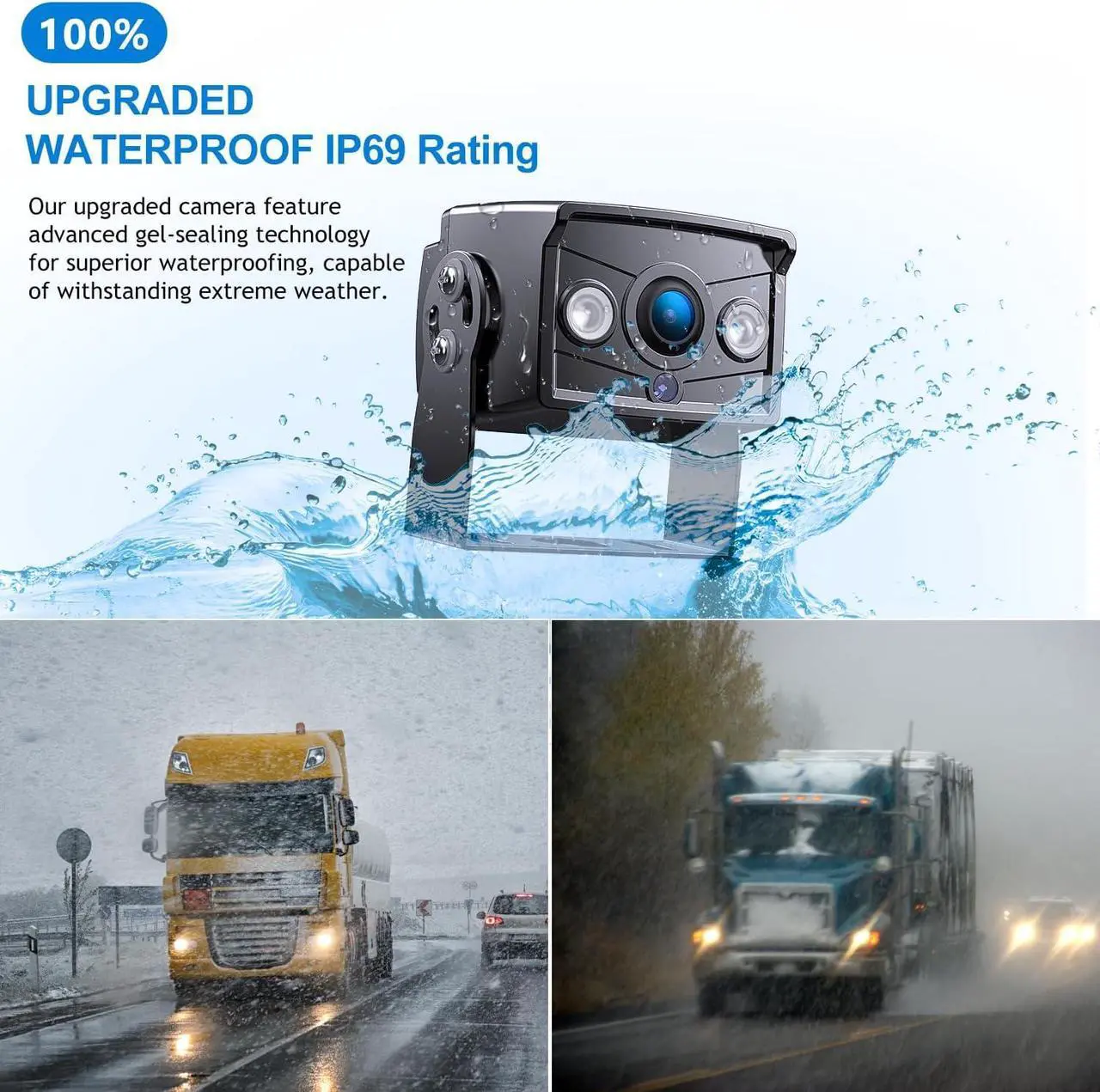 Alt view image 5 of 7 - Upgrade Backup Camera Monitor Kit 7" HD 1080P Monitor IP69 Waterproof Rearview Reversing Rear View Camera for Truck Trailer RV Pickup (TZ101)