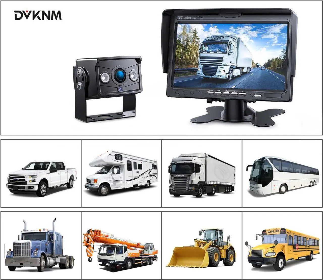 Alt view image 7 of 7 - Upgrade Backup Camera Monitor Kit 7" HD 1080P Monitor IP69 Waterproof Rearview Reversing Rear View Camera for Truck Trailer RV Pickup (TZ101)