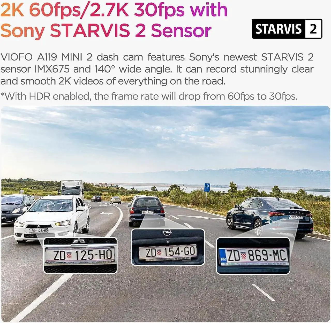 Alt view image 2 of 7 - VIOFO Dash Cam A119 Mini 2, STARVIS 2 Sensor, 2K 60fps/HDR 30fps Voice Control Car Dash Camera with 5GHz Wi-Fi GPS, Night Vision 2.0, 24H Parking Mode, Supercapacitor, Support 512GB Max