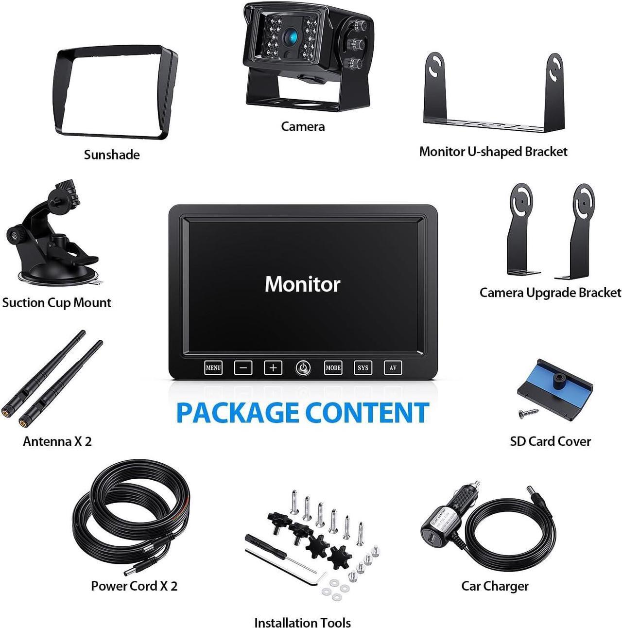 Alt view image 7 of 7 - Digital Wireless Backup Camera System Kit,HD 1080P & IP69 Waterproof Wireless Reverse Rear View Camera + 7 DVR Split Touch Monitor w/Recording for RV/Truck/Trailer/Motorhome-B701