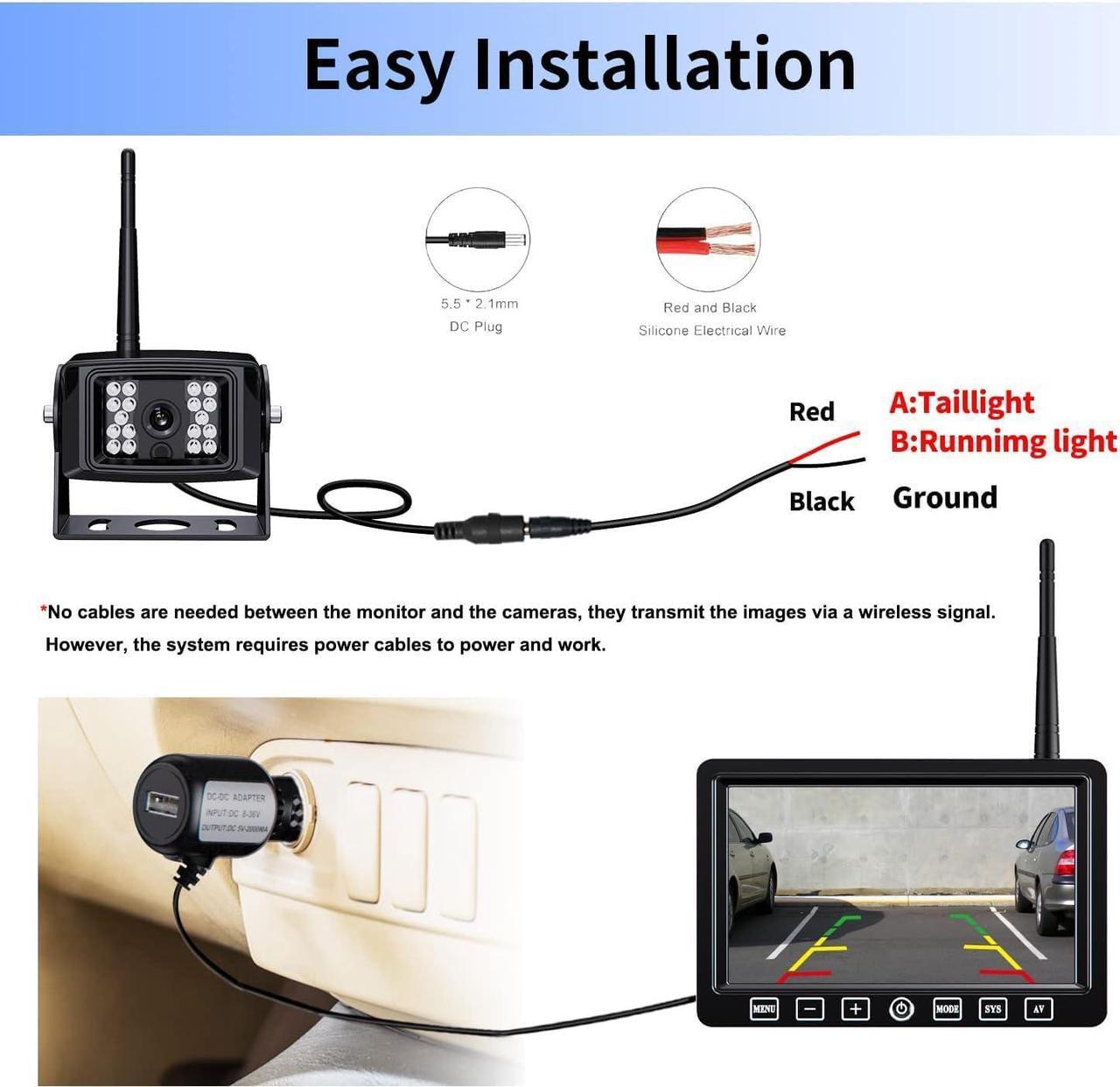 Alt view image 6 of 7 - Digital Wireless Backup Camera System Kit,HD 1080P & IP69 Waterproof Wireless Reverse Rear View Camera + 7 DVR Split Touch Monitor w/Recording for RV/Truck/Trailer/Motorhome-B701