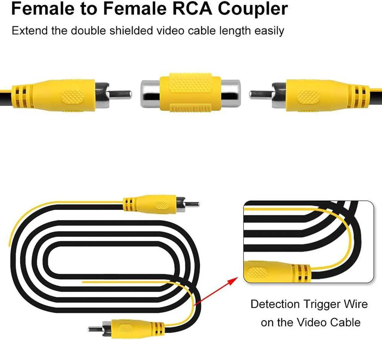 Alt view image 4 of 7 - Long Double Shielded RCA Video and Audio Extension Cable for RV Pickup Trailer Truck CCTV Surveillance Front Backup Rear View Reverse Cameras(20M / 65.6FT), GreenYi-103