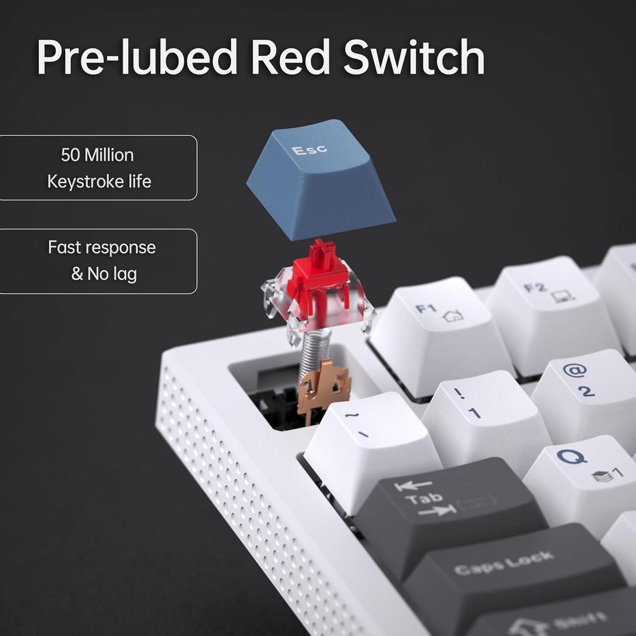 Alt view image 3 of 6 - KEMOVE K98SE Mechanical Gaming Keyboard, 98 Keys LED Backlit Programmable, 96% Wired Computer Keyboard with Double Sound Dampening Foam, Pre-lubed Red Switch