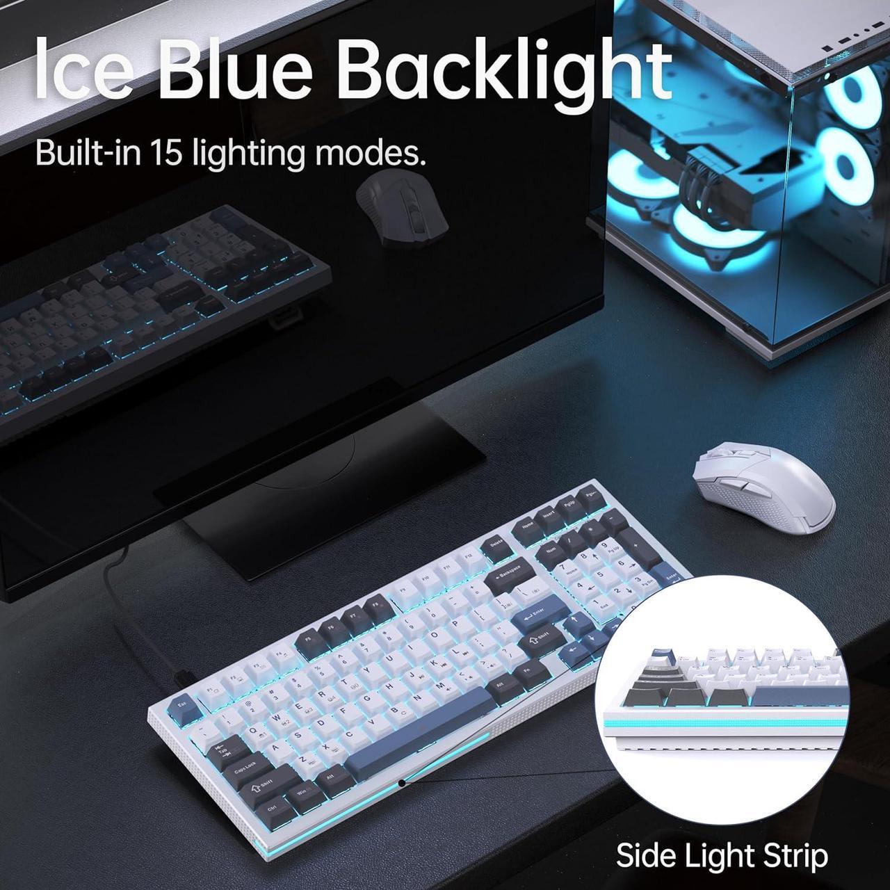 Alt view image 4 of 6 - KEMOVE K98SE Mechanical Gaming Keyboard, 98 Keys LED Backlit Programmable, 96% Wired Computer Keyboard with Double Sound Dampening Foam, Pre-lubed Red Switch
