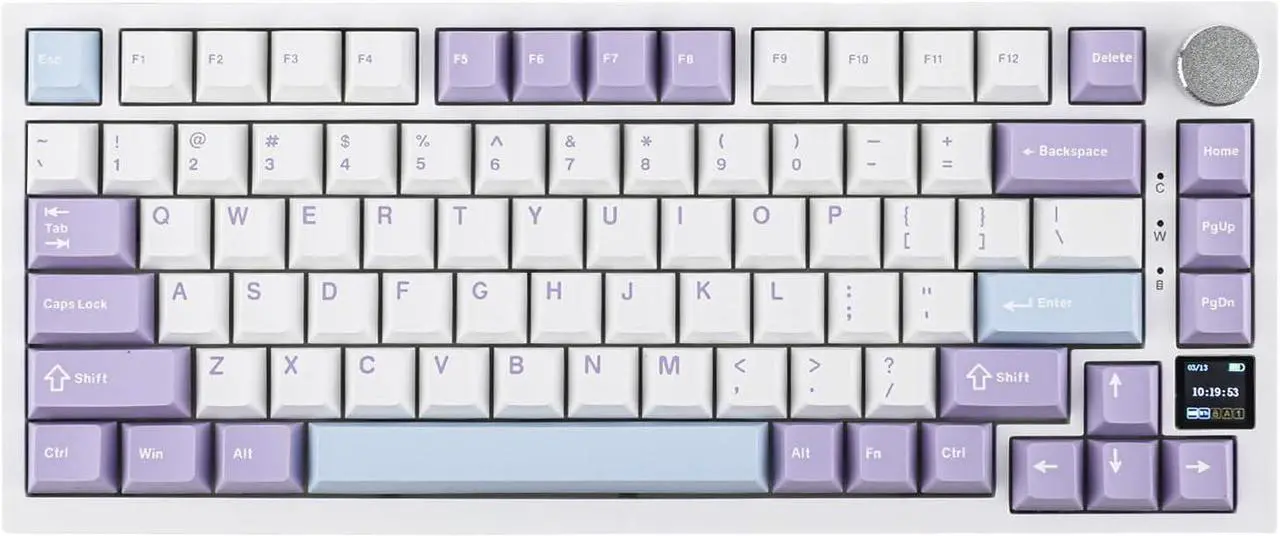 Main image of Ajazz AK820 Pro 75% Mechanical Keyboard, Gasket-Mounted Gaming Keyboard with TFT Smart Display&Knob, Bluetooth 5.1/2.4G Wireless/Type-C Wired Custom Keyboard (Purple, Gift Switch)