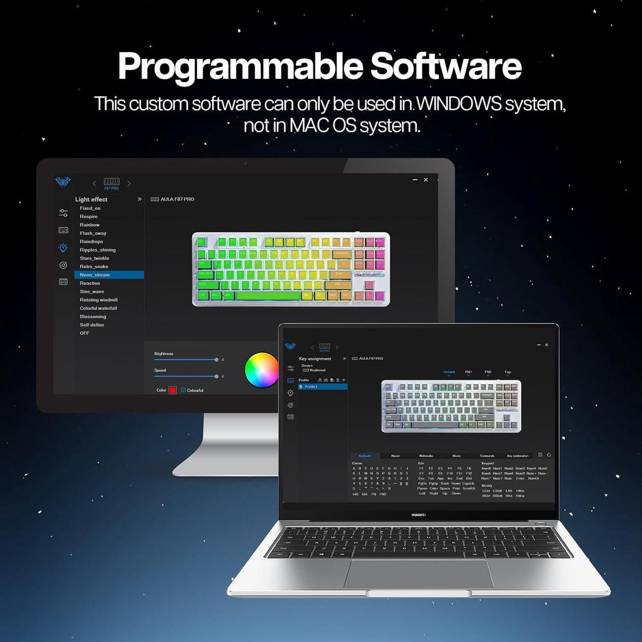 Alt view image 6 of 7 - F87 Pro Wireless Gasket Mechanical Keyboard, 87 Keys Compact TKL 3 Modes(Bluetooth/2.4ghz Wireless/Tpye-C) Gaming Keyboard, Hot Swappable, Full RGB (White Green, Graywood V3 Switch)
